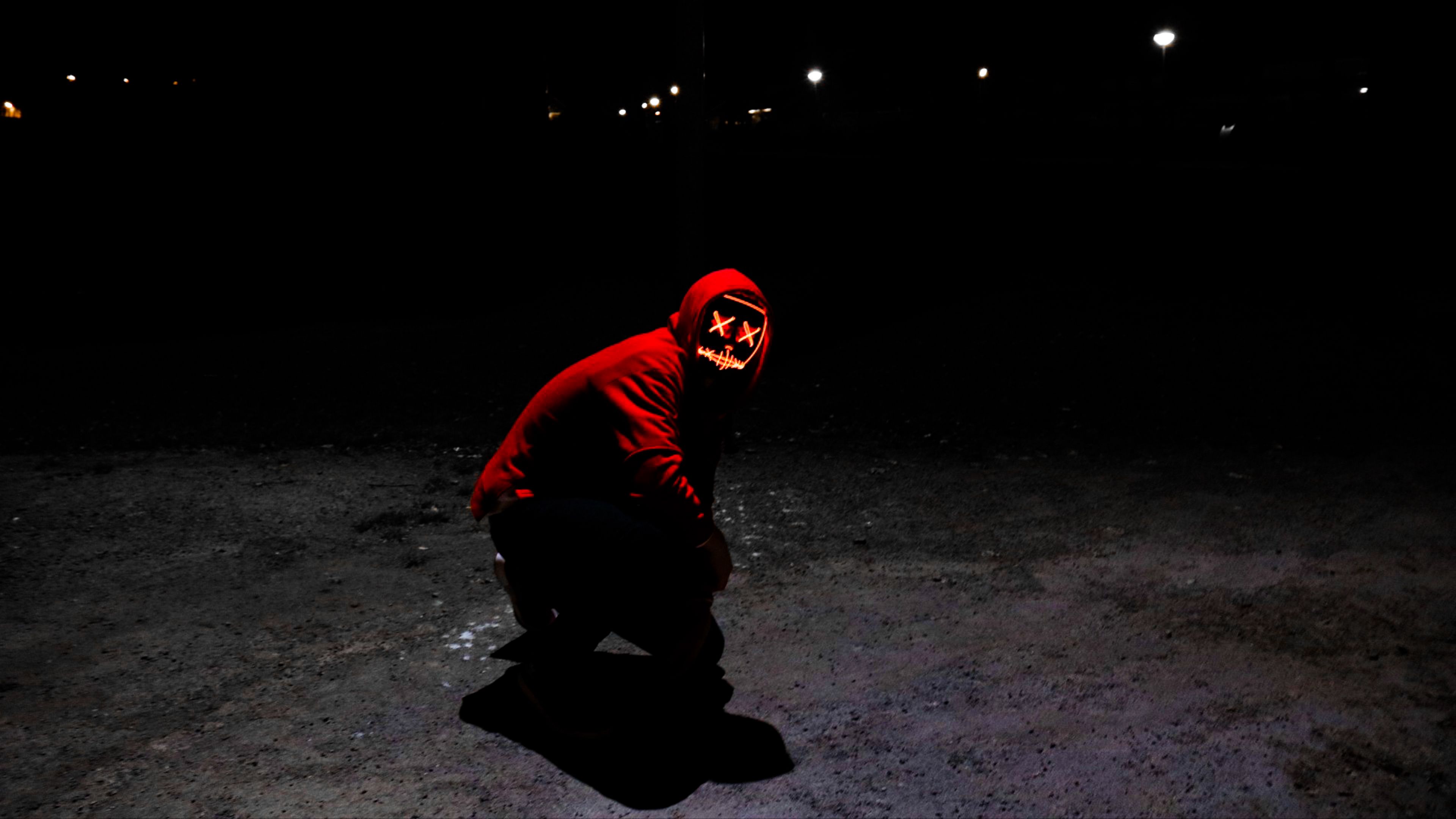 man, mask, hood, dark, night, 4k, HD Wallpaper