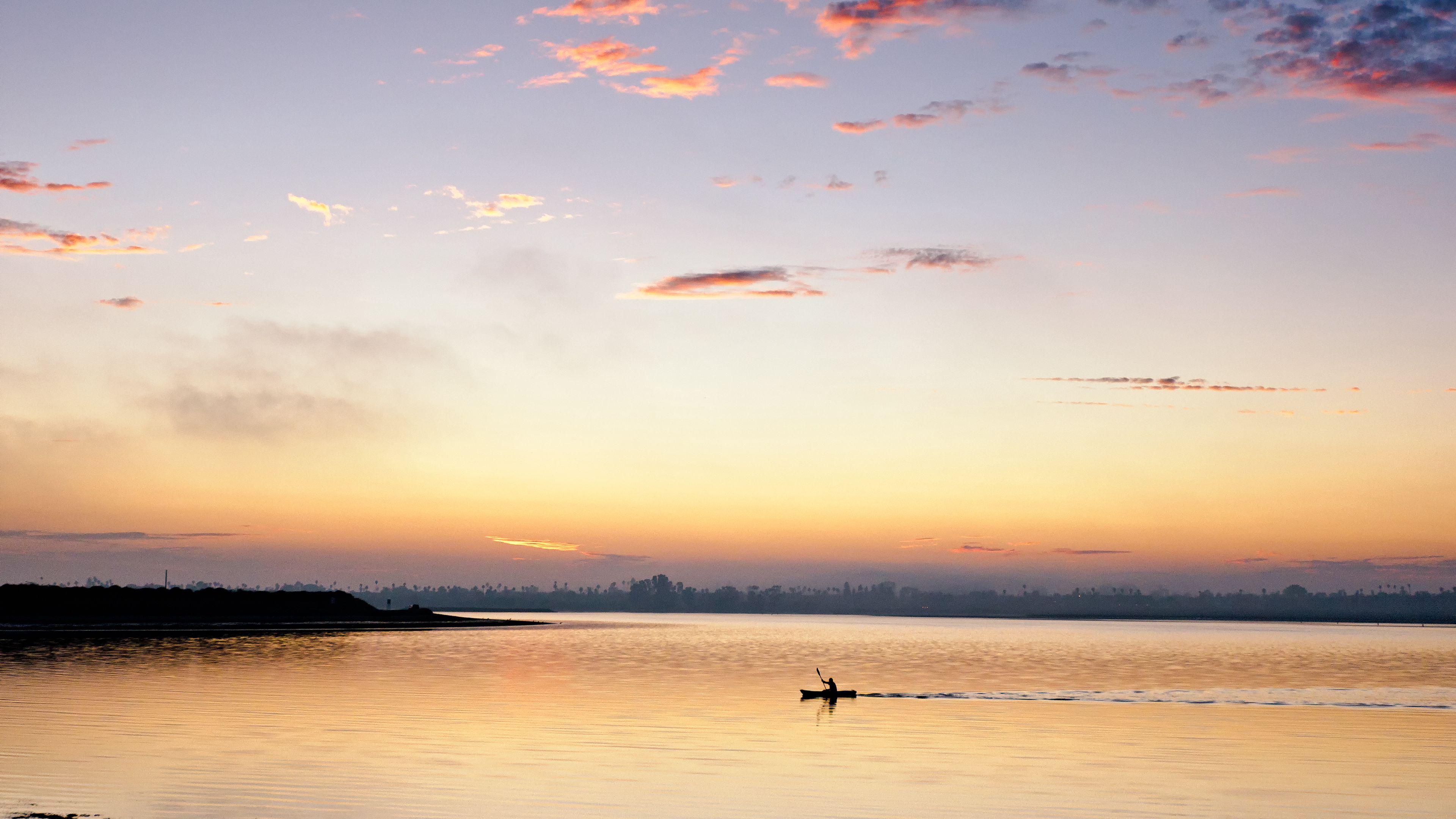 river, boat, dusk, water, dark, 4k, HD Wallpaper