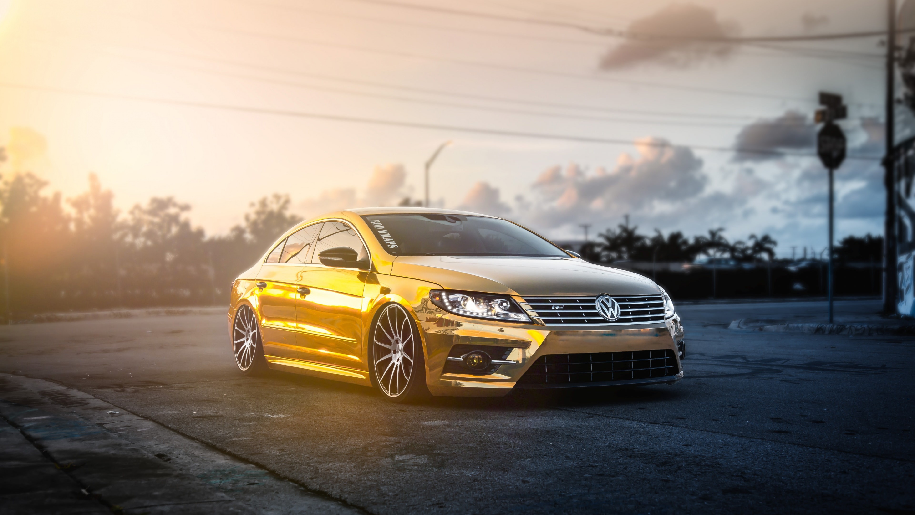 volkswagen, volkswagen pasat, cars, gold, HD Wallpaper