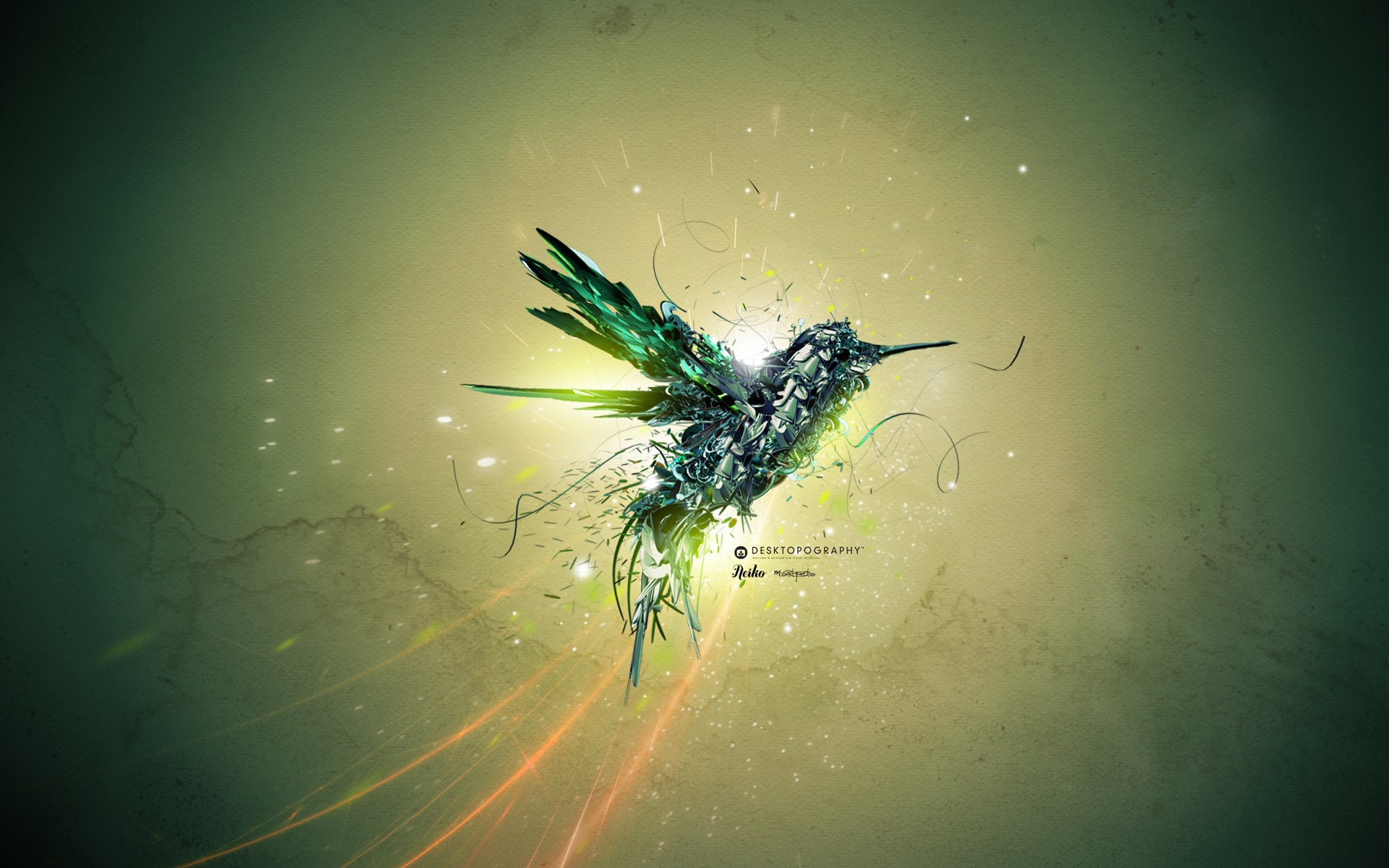 birds, green, digital art, HD Wallpaper