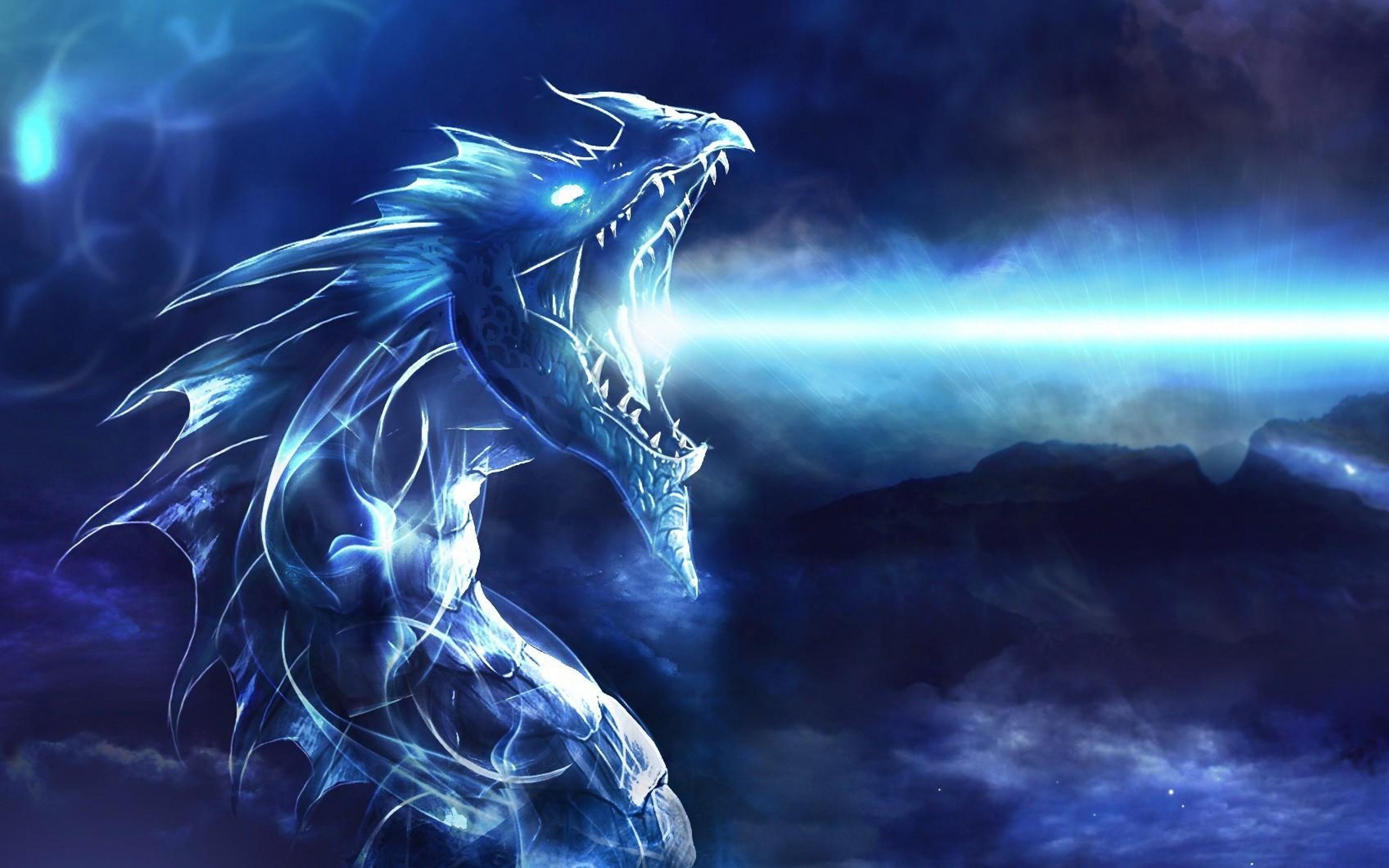 dragon, fantasy, artist, digital art, blue, HD Wallpaper