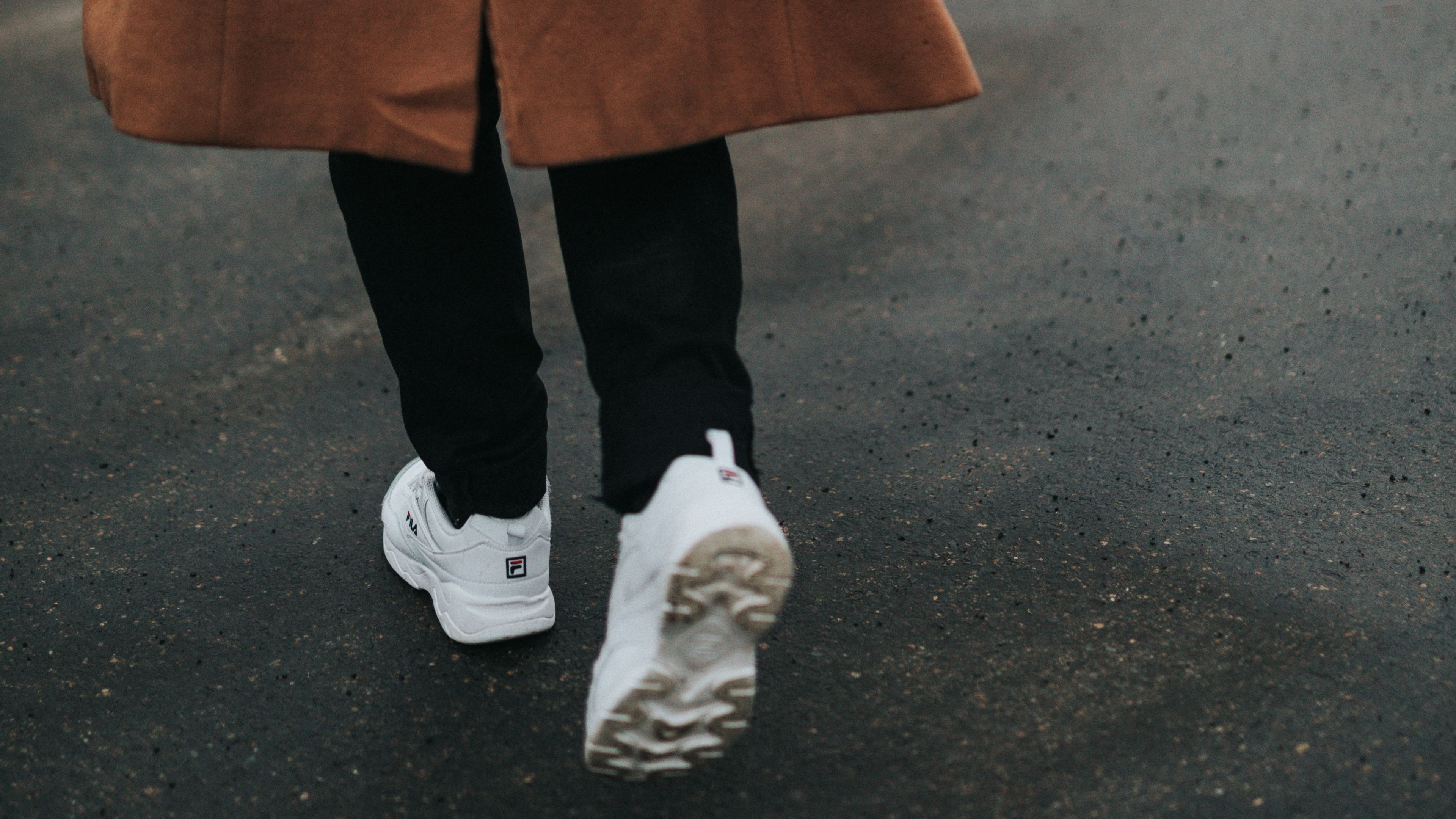 person, clothes, coat, sneakers, style, 4k, HD Wallpaper