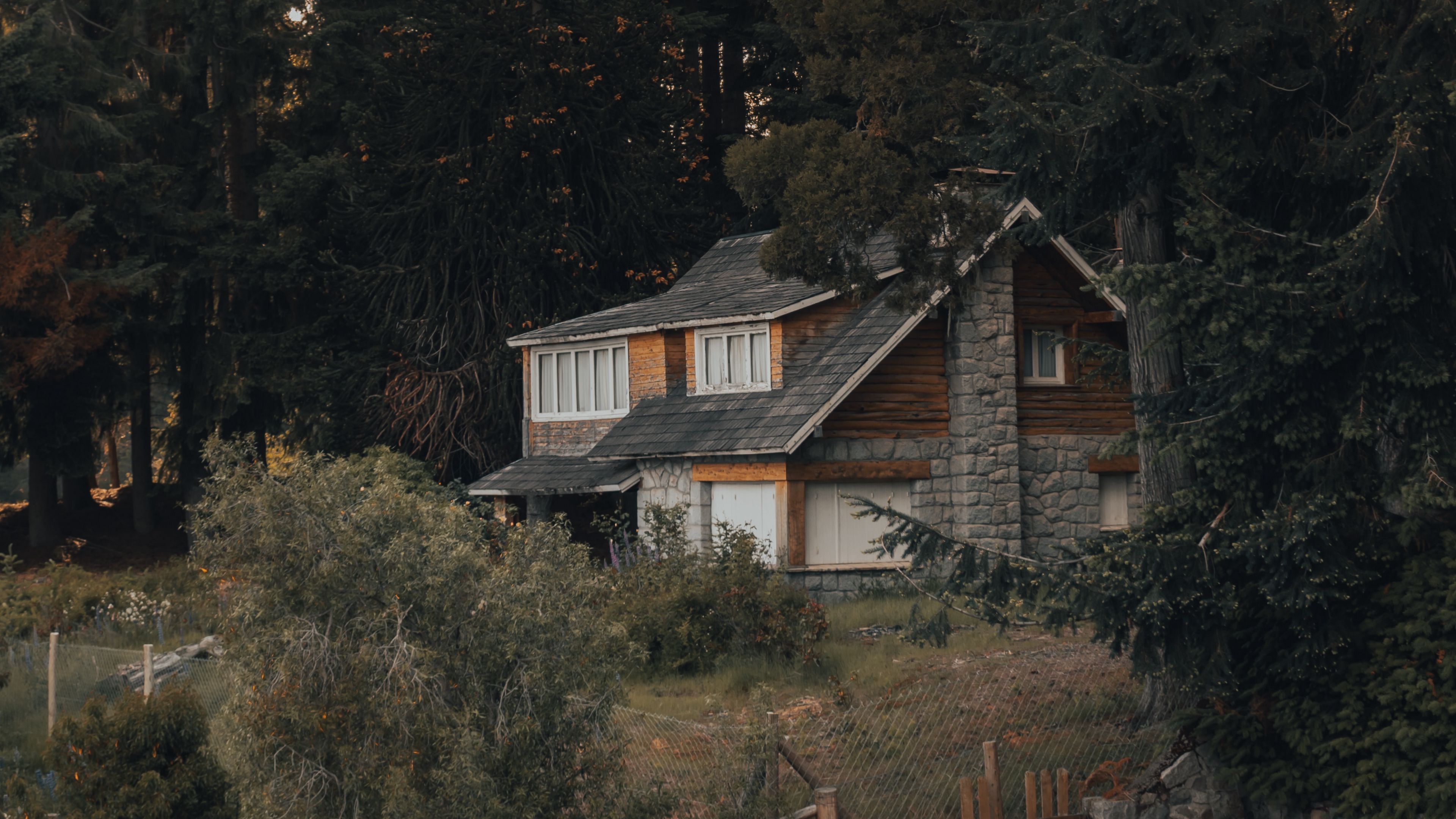 house, forest, trees, nature, 4k, HD Wallpaper