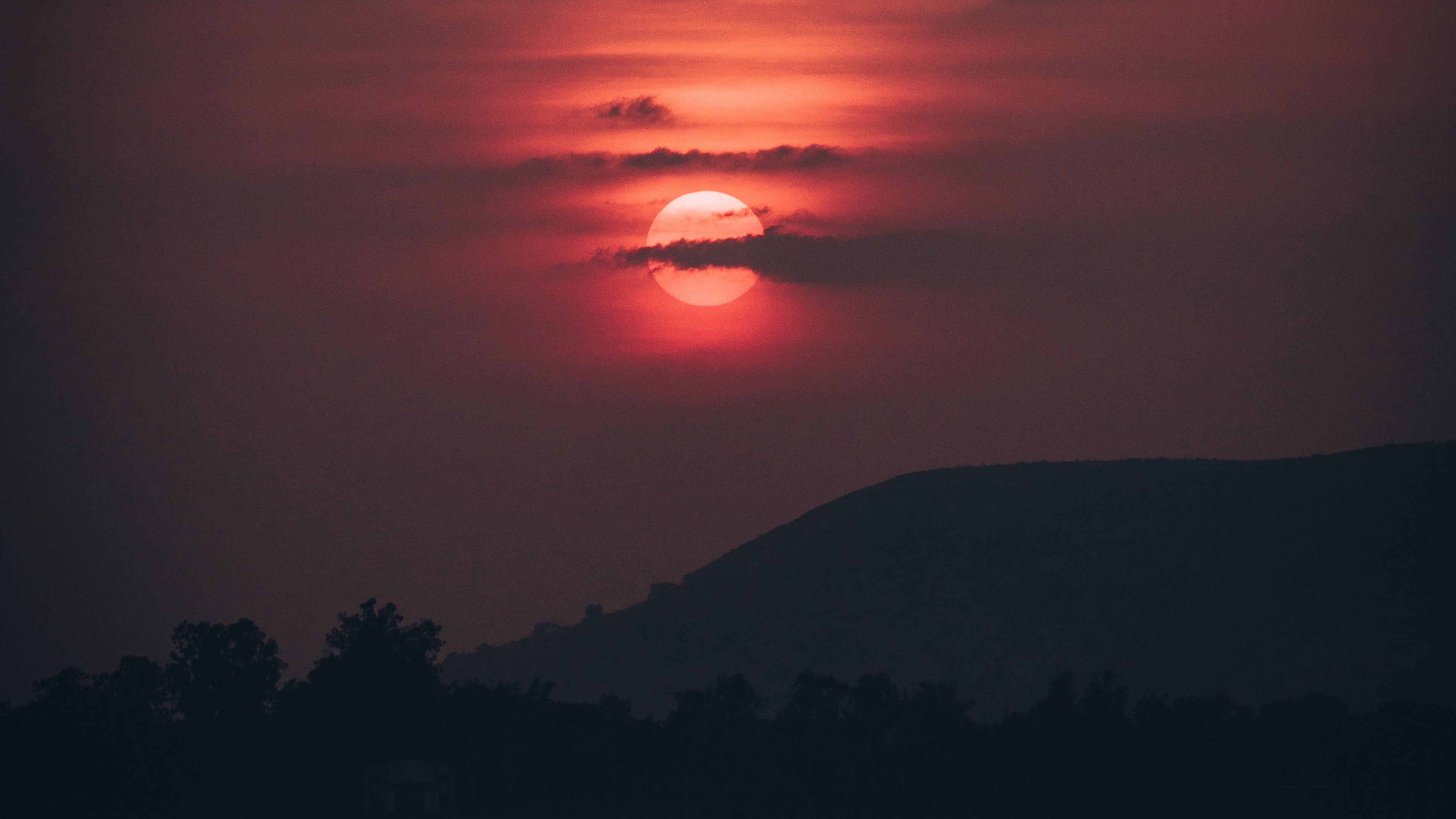 sunset, sun, clouds, dusk, landscape, 4k, HD Wallpaper