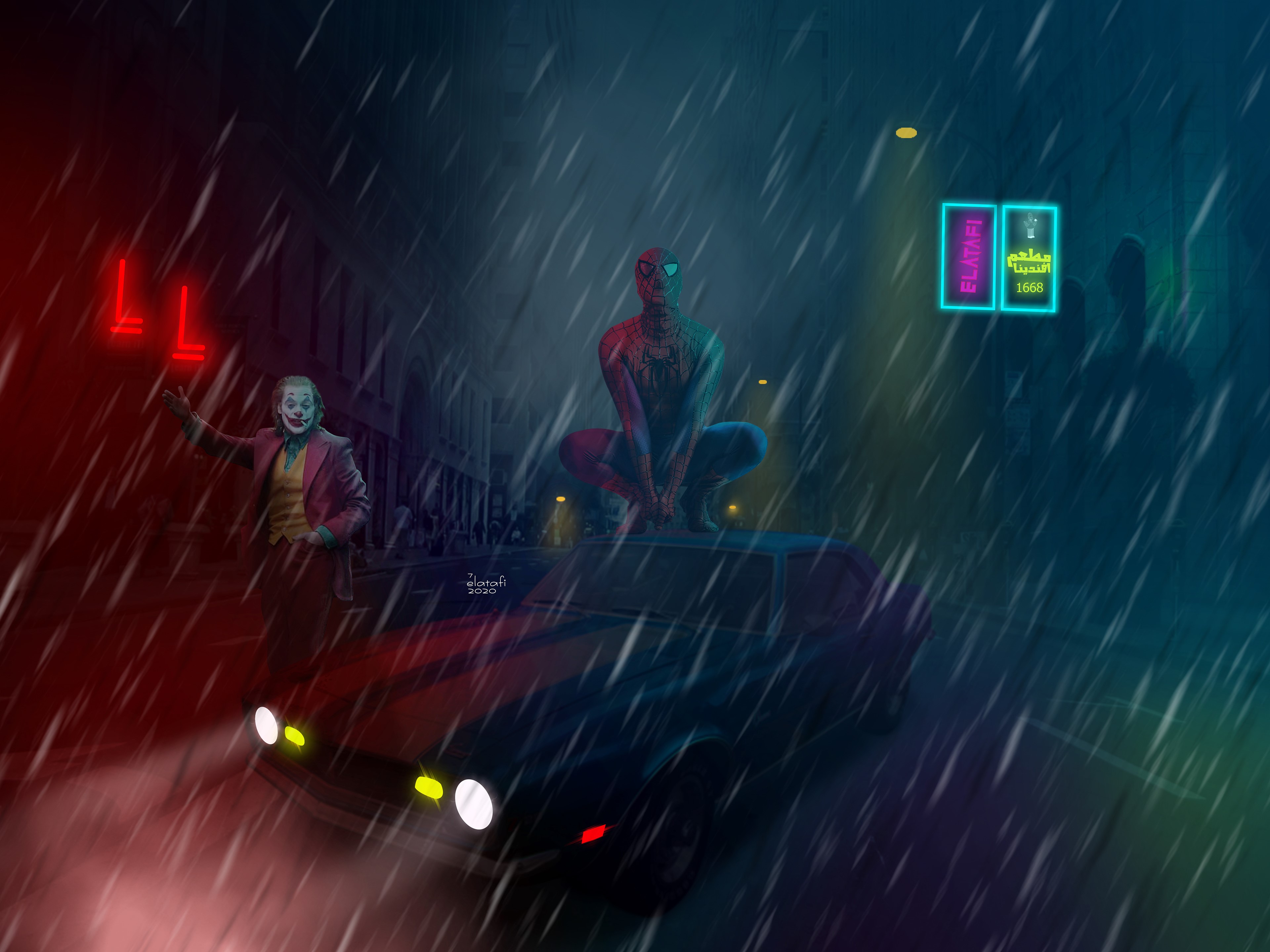 joker, spiderman, superheroes, artwork, hd, 4k, behance, HD Wallpaper