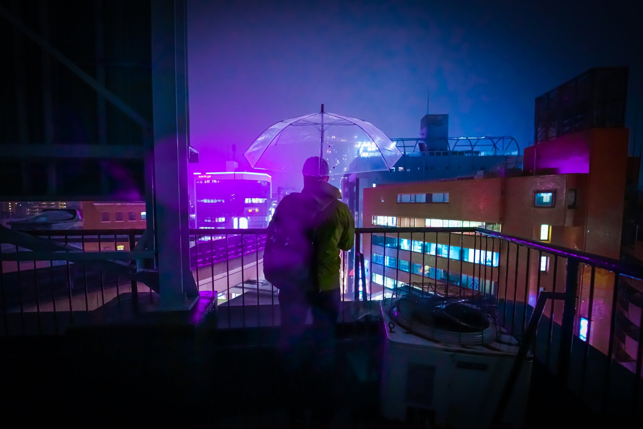 tokyo, neon, umbrella, artist, artwork, digital art, hd, HD Wallpaper