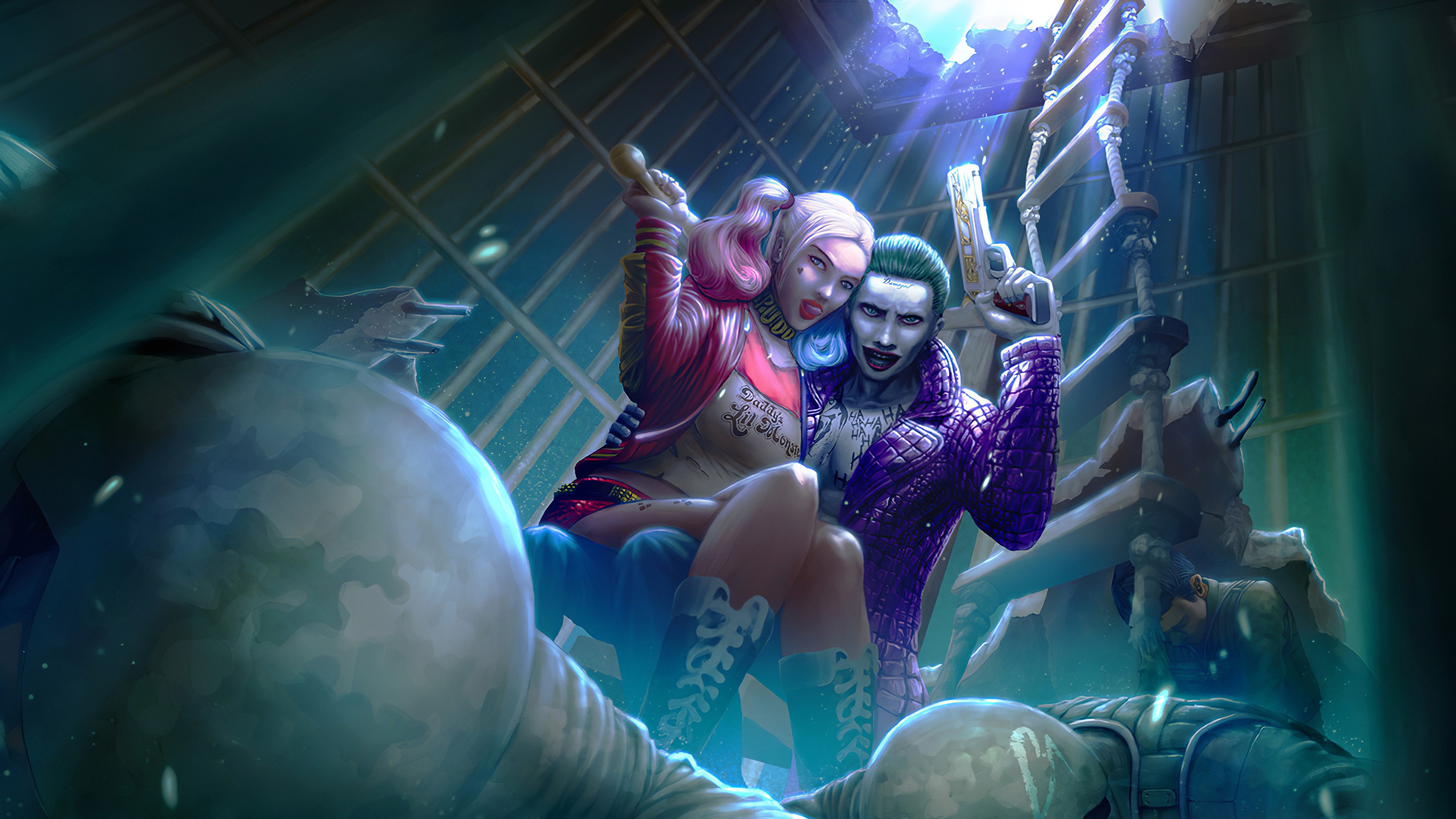 harley quinn, joker, superheroes, artwork, hd, 4k, artstation, HD Wallpaper