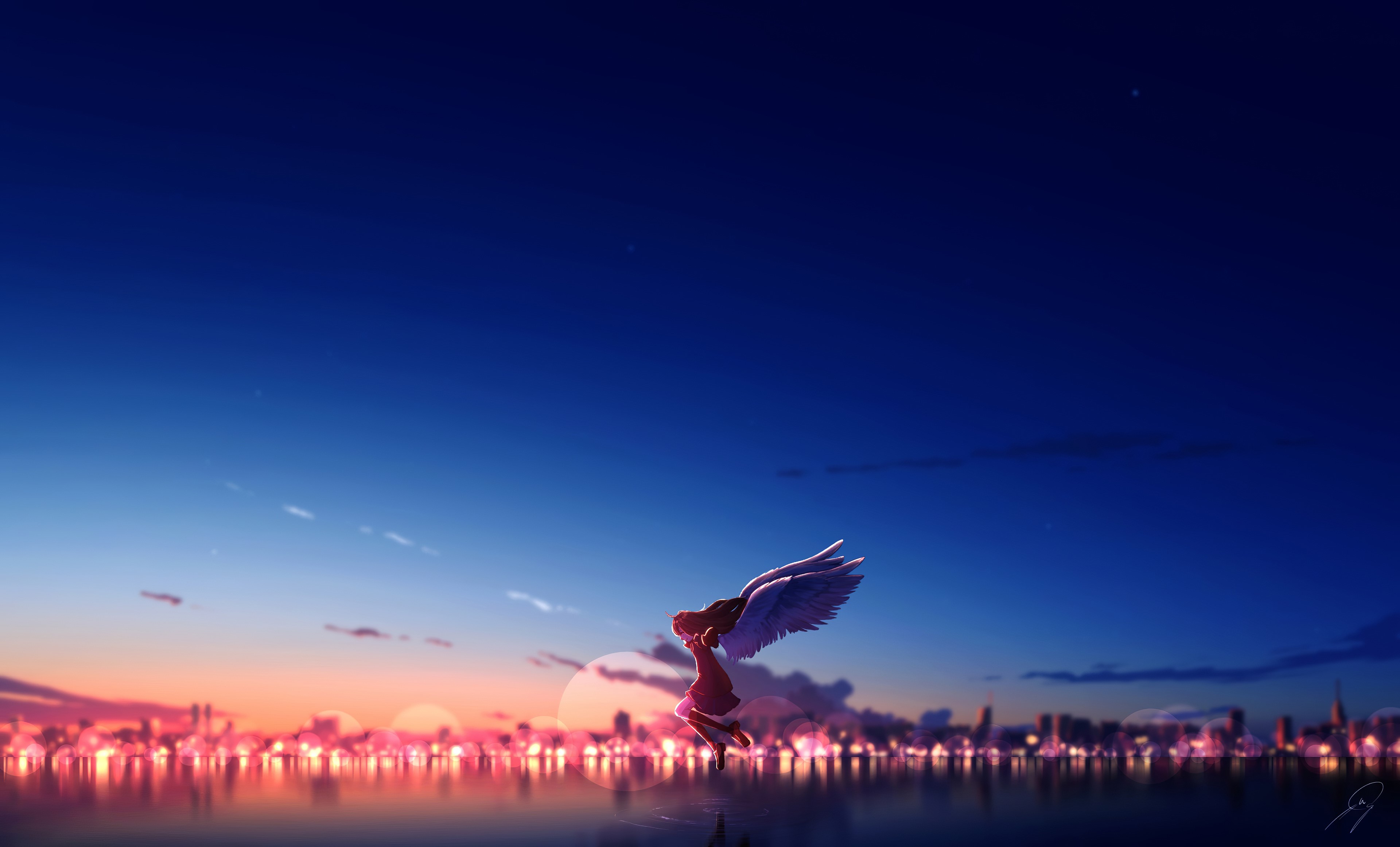 anime girl, anime, angel, artist, artwork, digital art, hd, 4k, HD Wallpaper