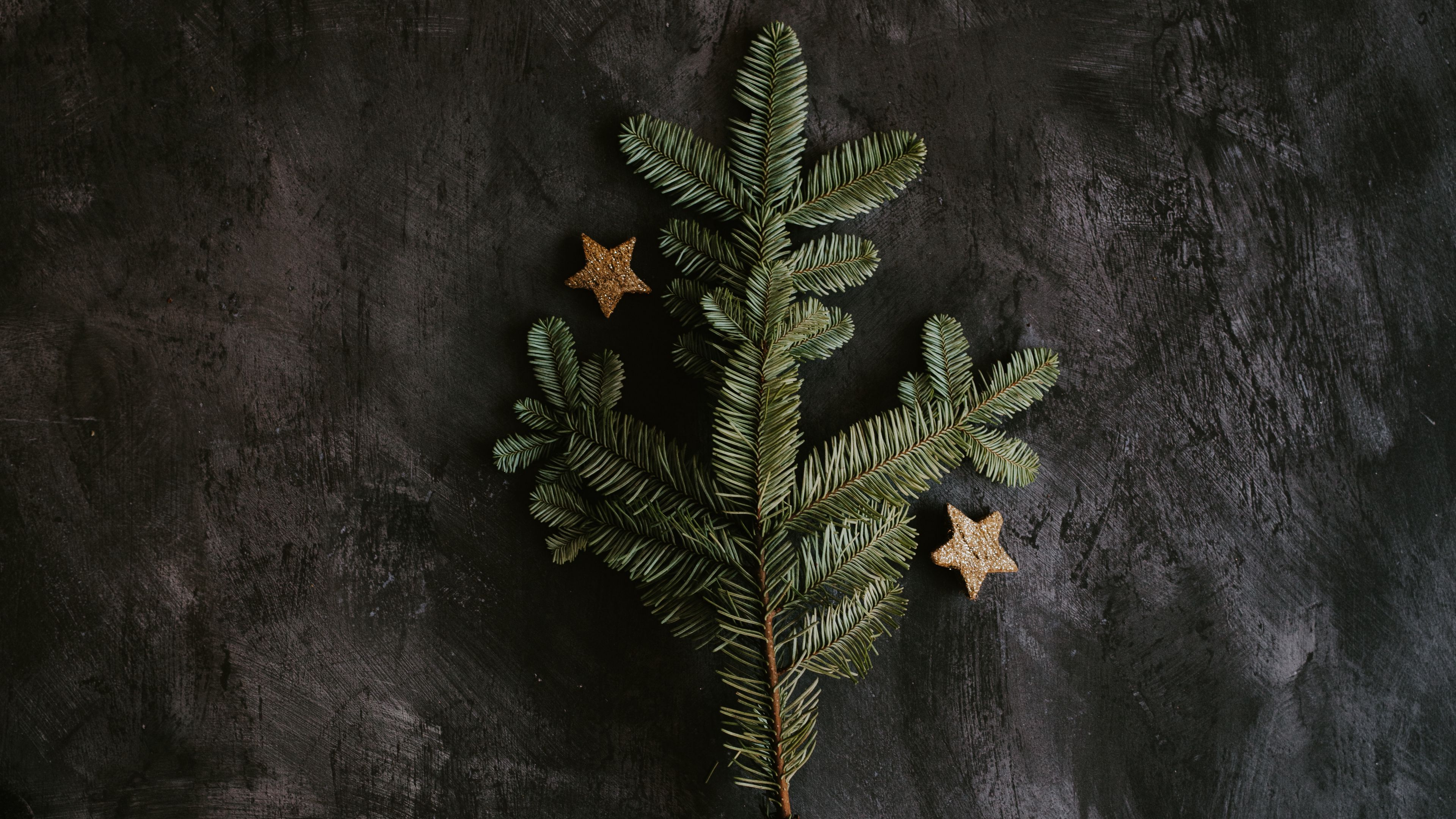 tree, branch, stars, decoration, new year, 4k, HD Wallpaper