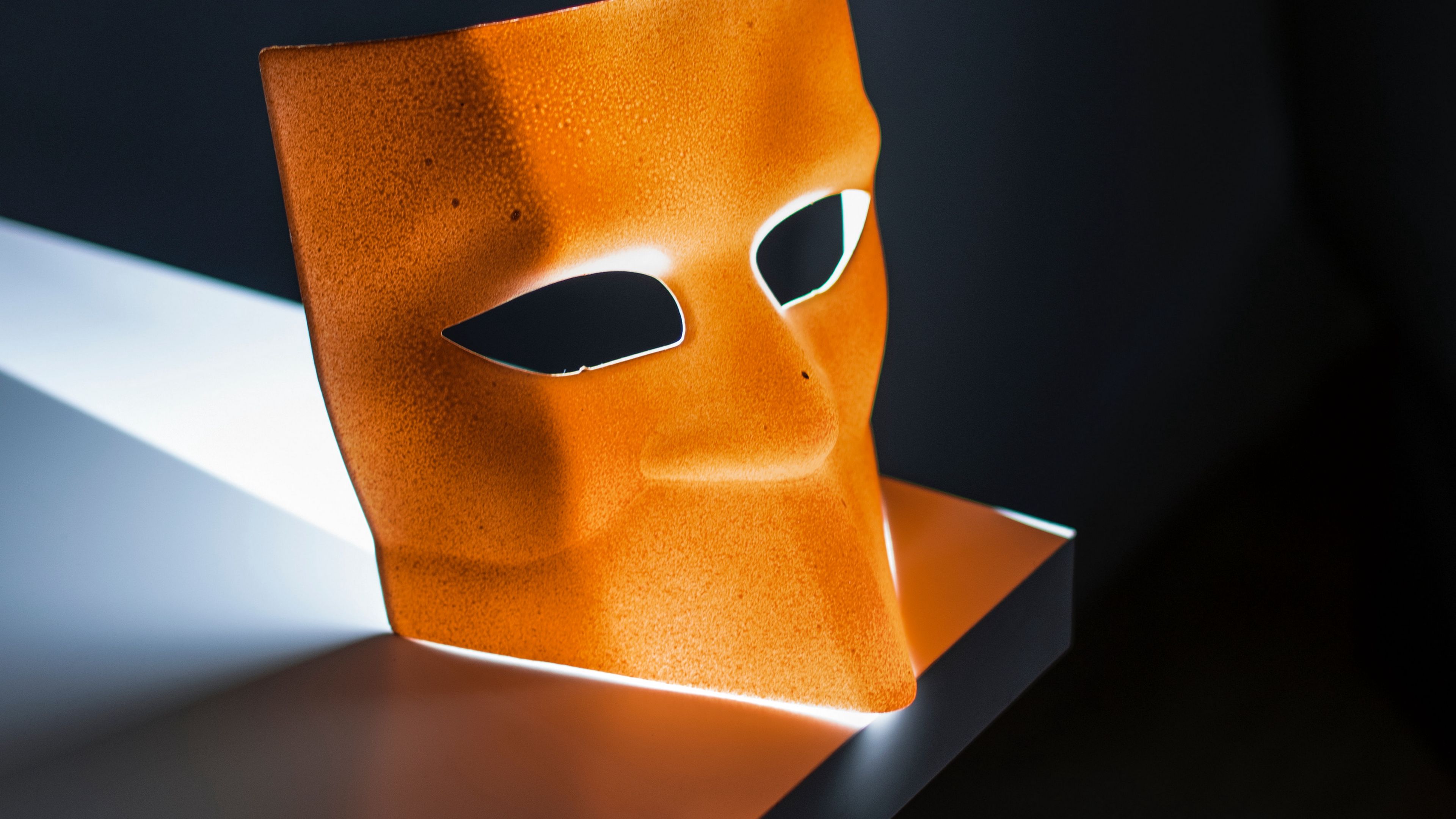 mask, light, backlight, brown, 4k, HD Wallpaper