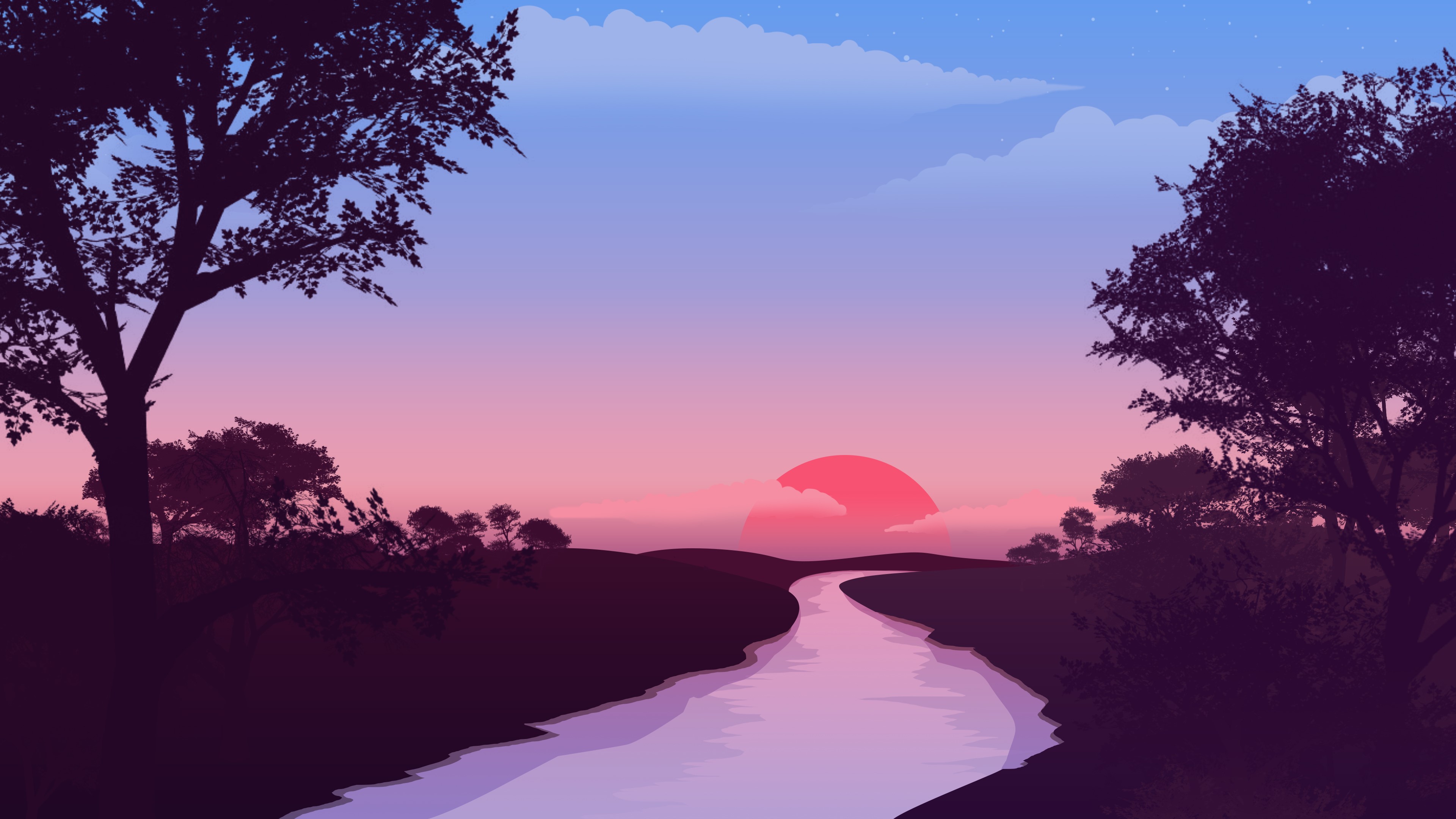 lake, red, sunset, nature, hd, 4k, deviantart, HD Wallpaper
