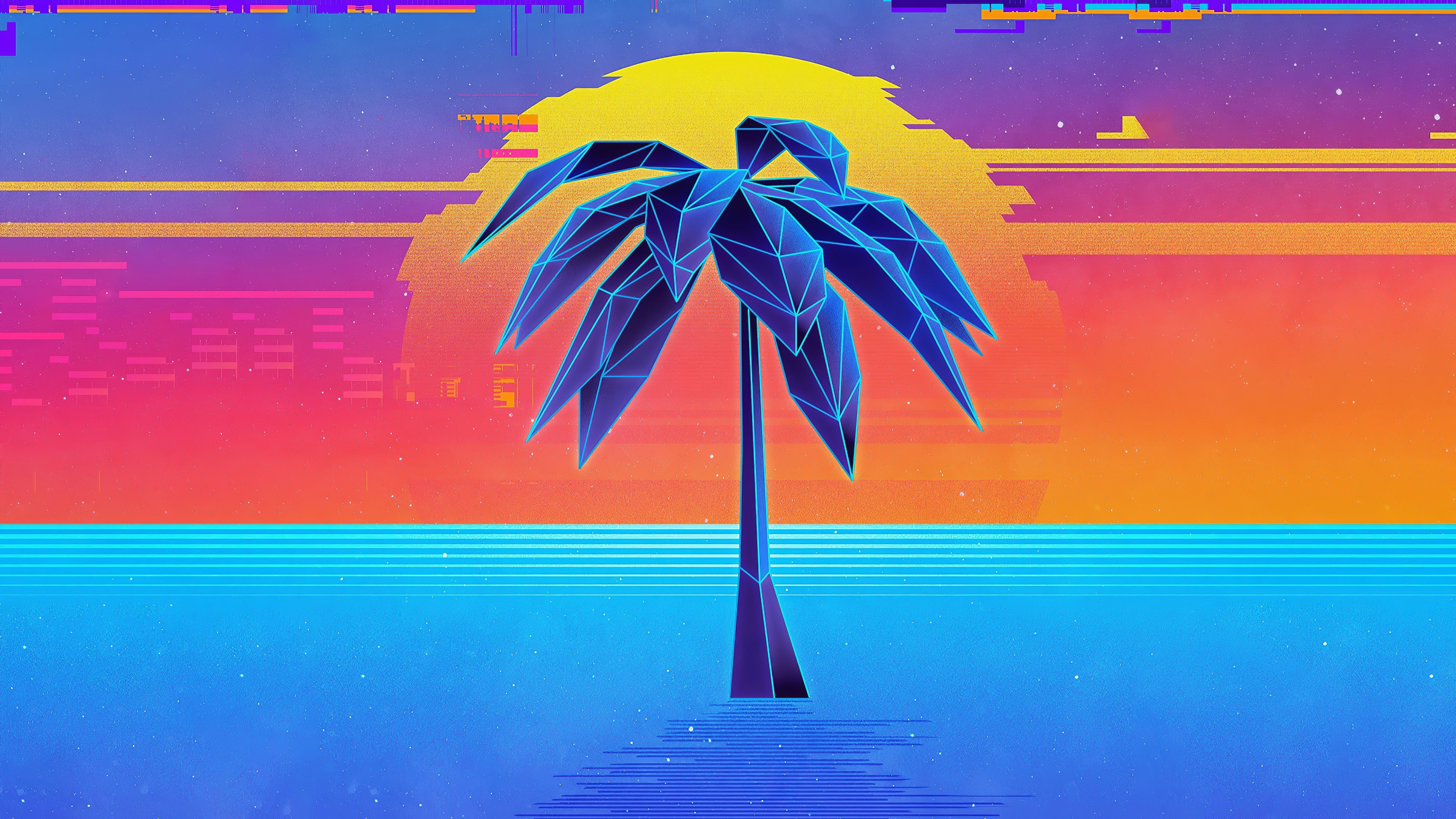 tree, retro, synthwave, artist, artwork, digital art, hd, 4k, HD Wallpaper
