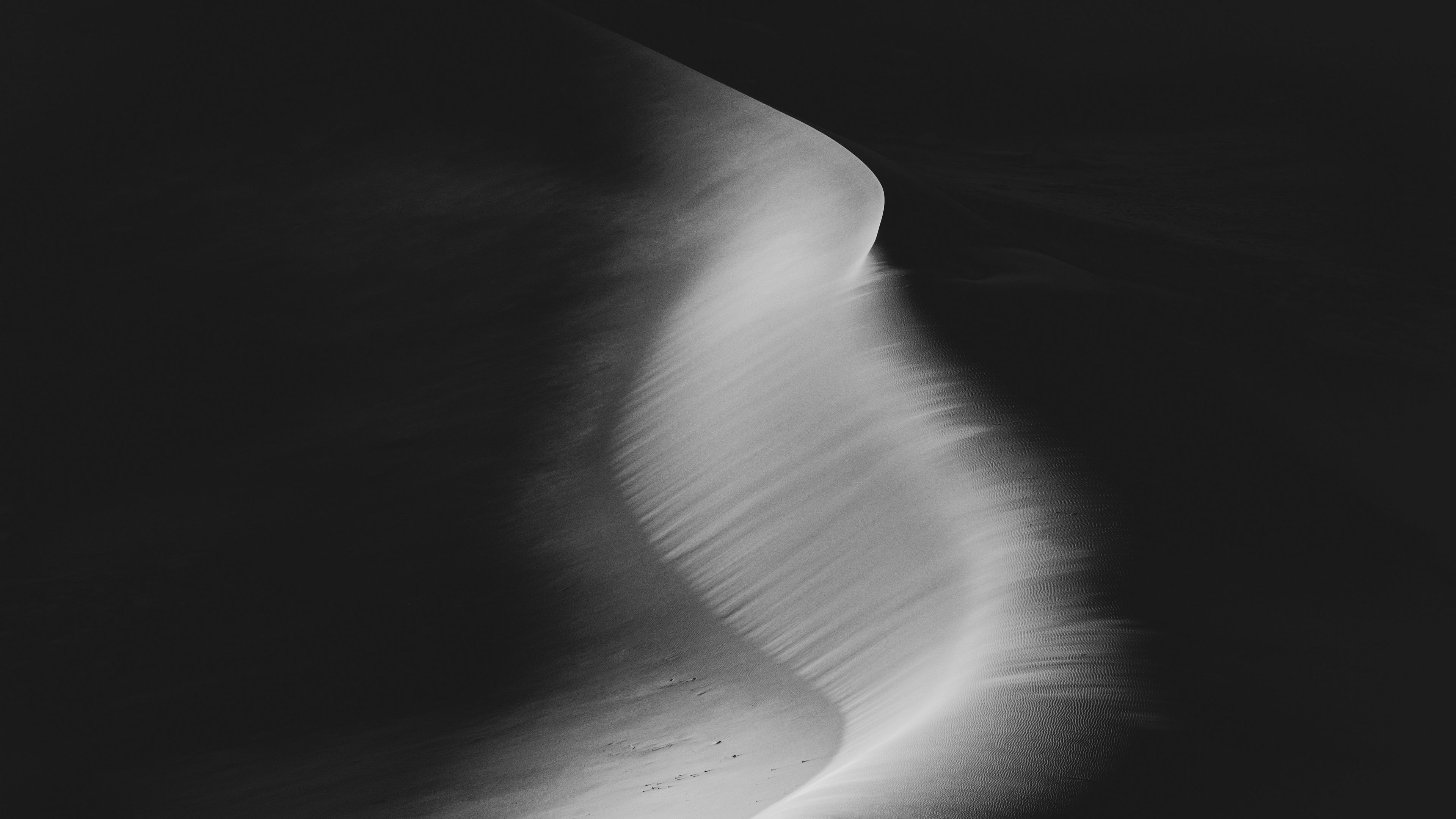 desert, sand, bw, dunes, 4k, HD Wallpaper