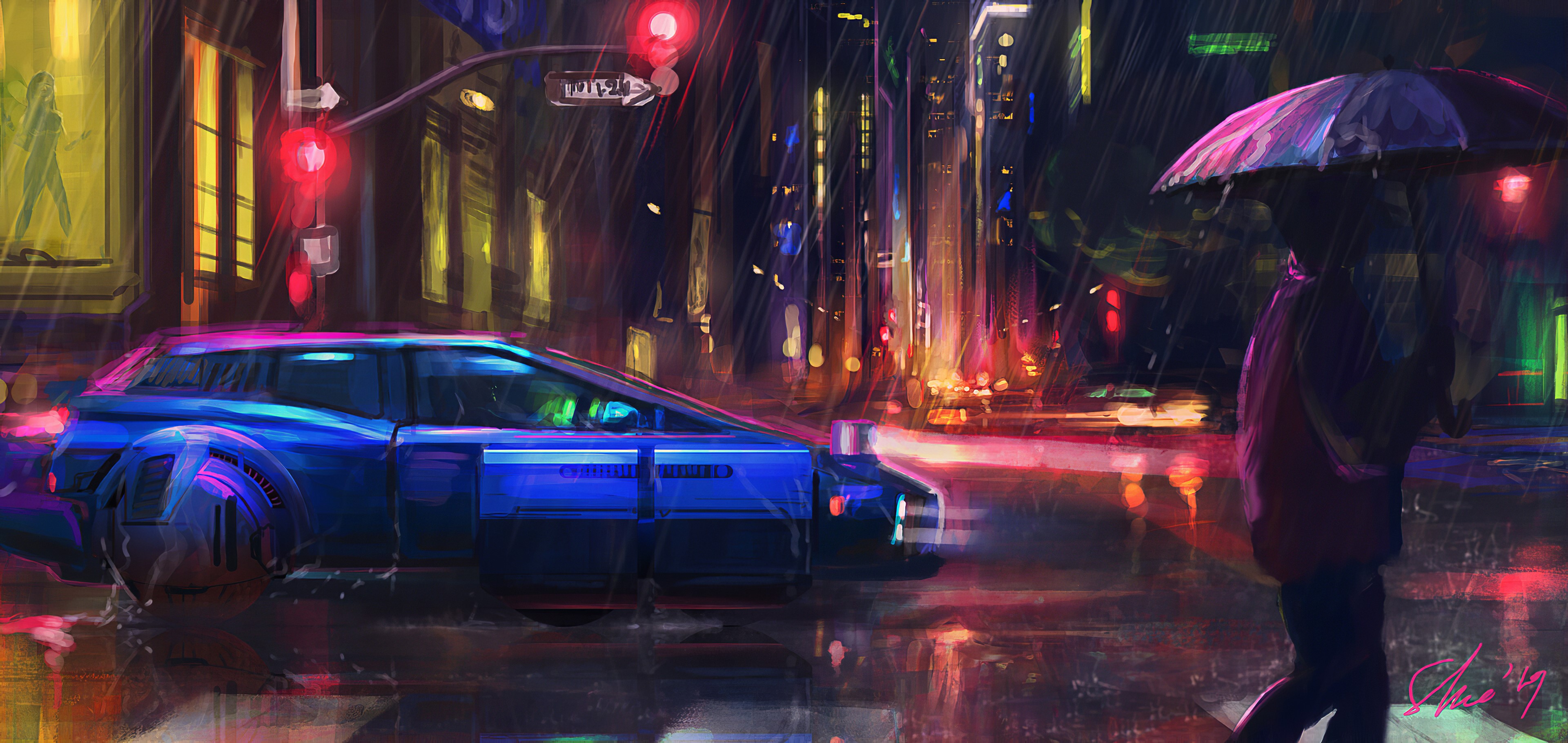 artist, artwork, digital art, hd, 4k, rain, artstation, HD Wallpaper