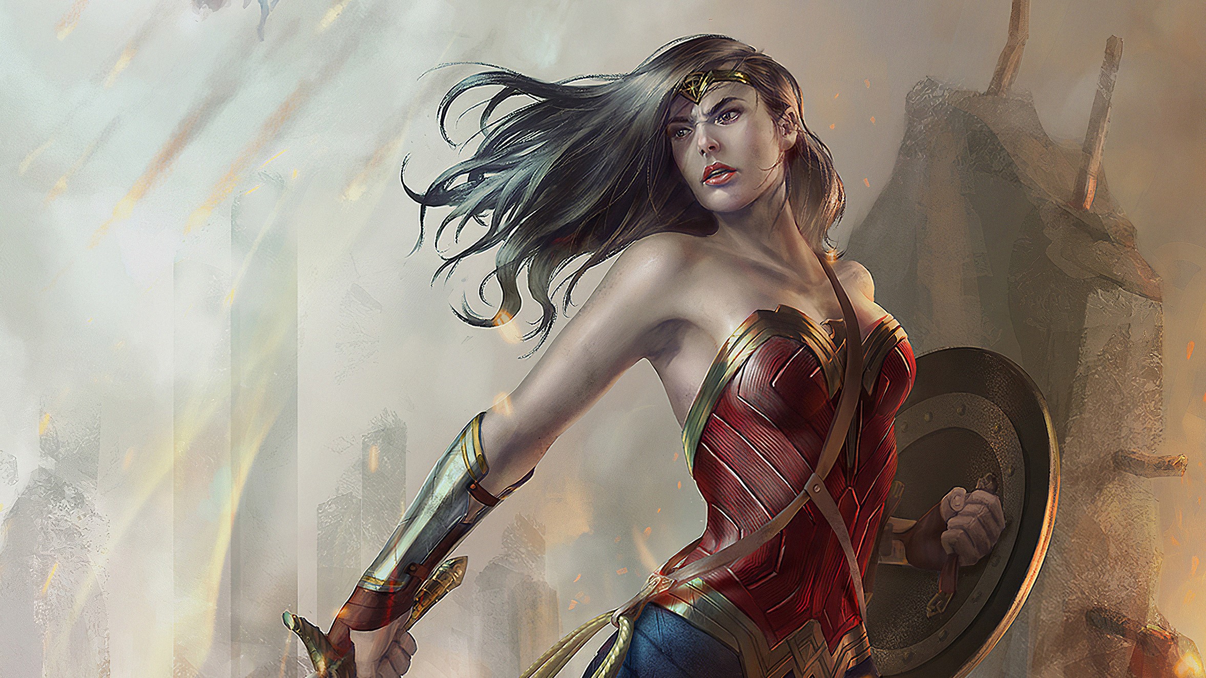 wonder woman, hd, superheroes, artist, artwork, deviantart, digital art, HD Wallpaper