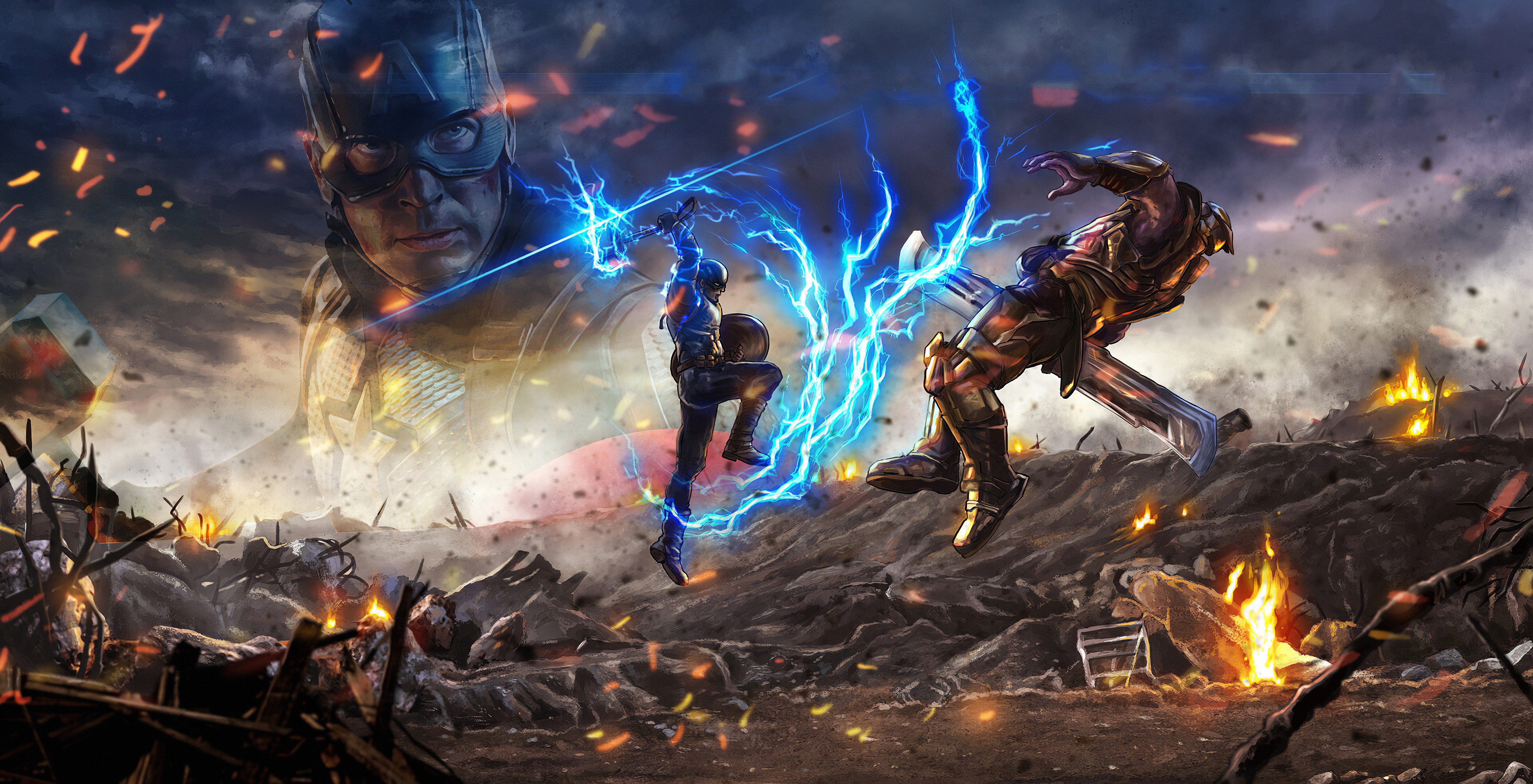 captain america, hd, 4k, superheroes, artwork, artstation, thanos, HD Wallpaper