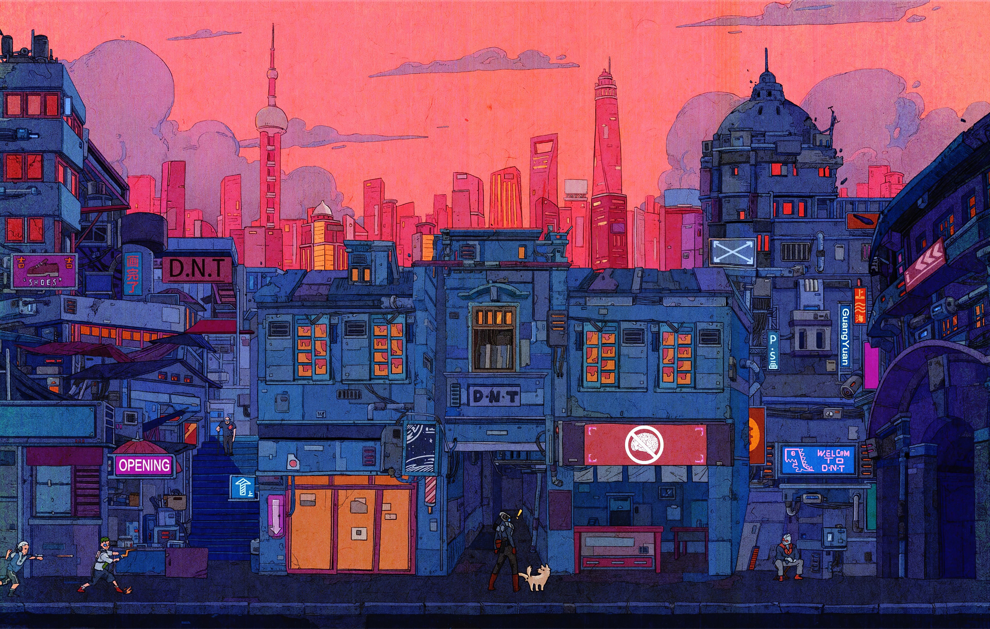 artist, artwork, digital art, hd, 4k, cityscape, HD Wallpaper