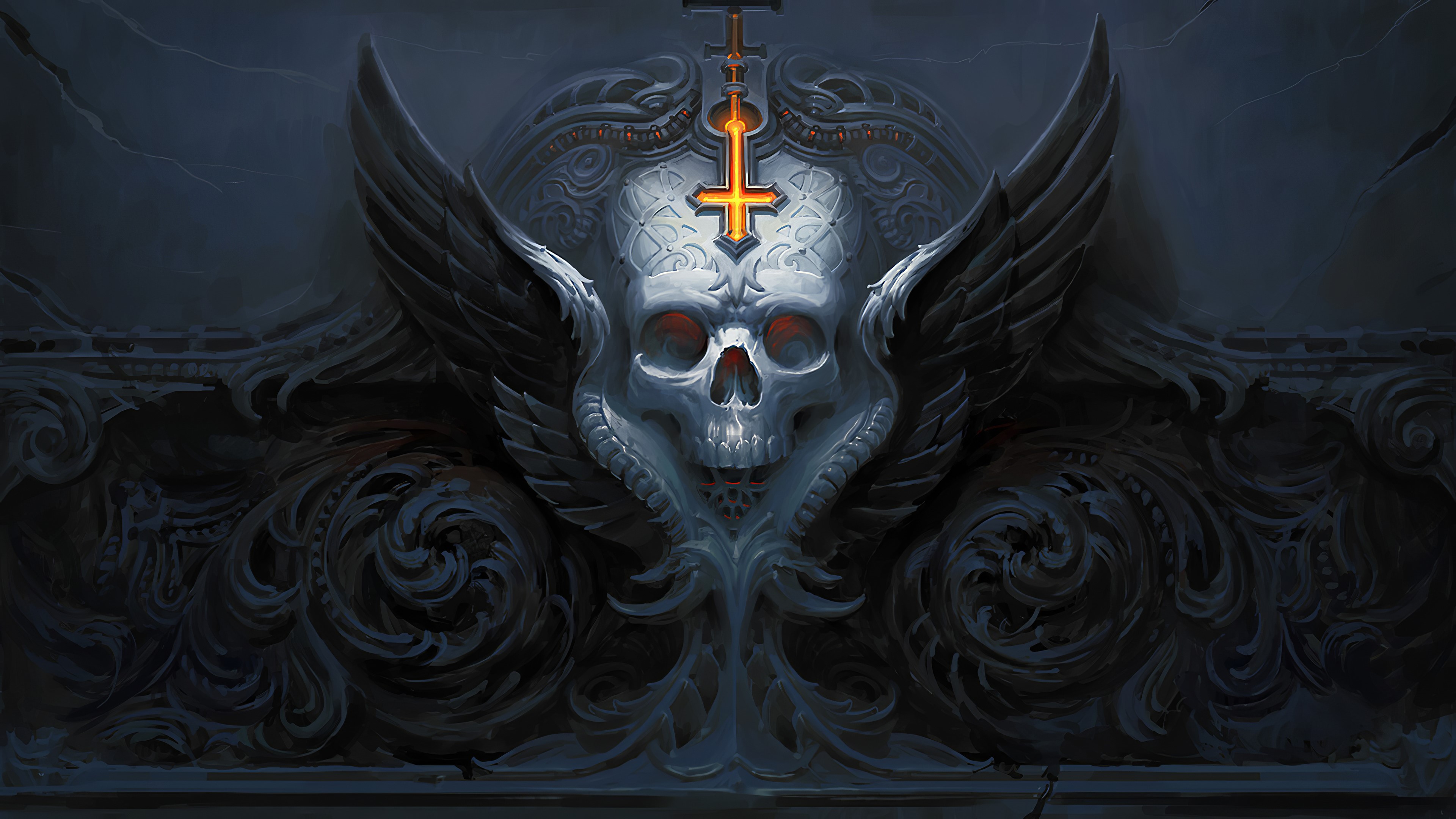 skull, artist, artwork, digital art, hd, 4k, artstation, HD Wallpaper