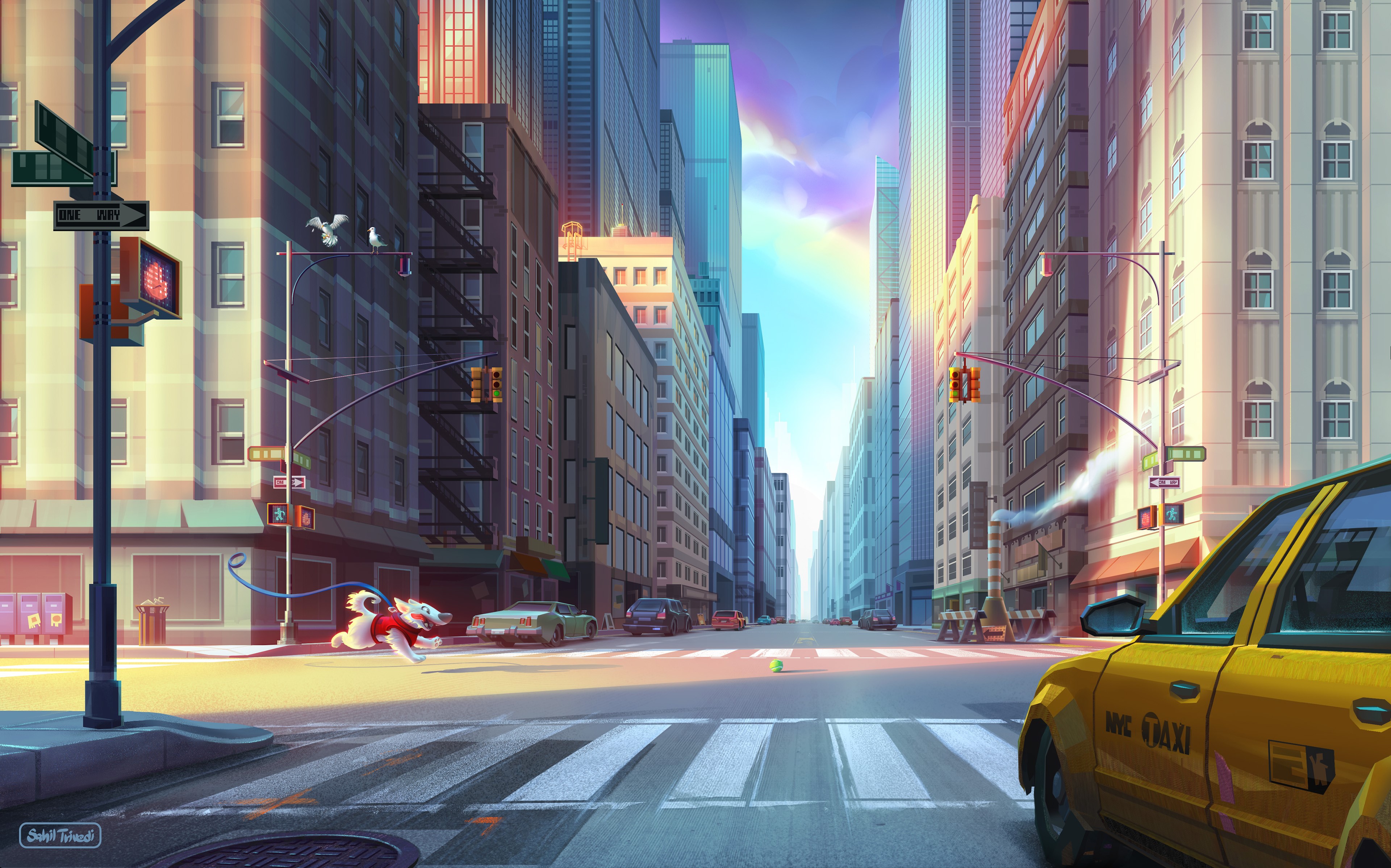 artist, hd, 4k, artwork, artstation, taxi, dog, HD Wallpaper
