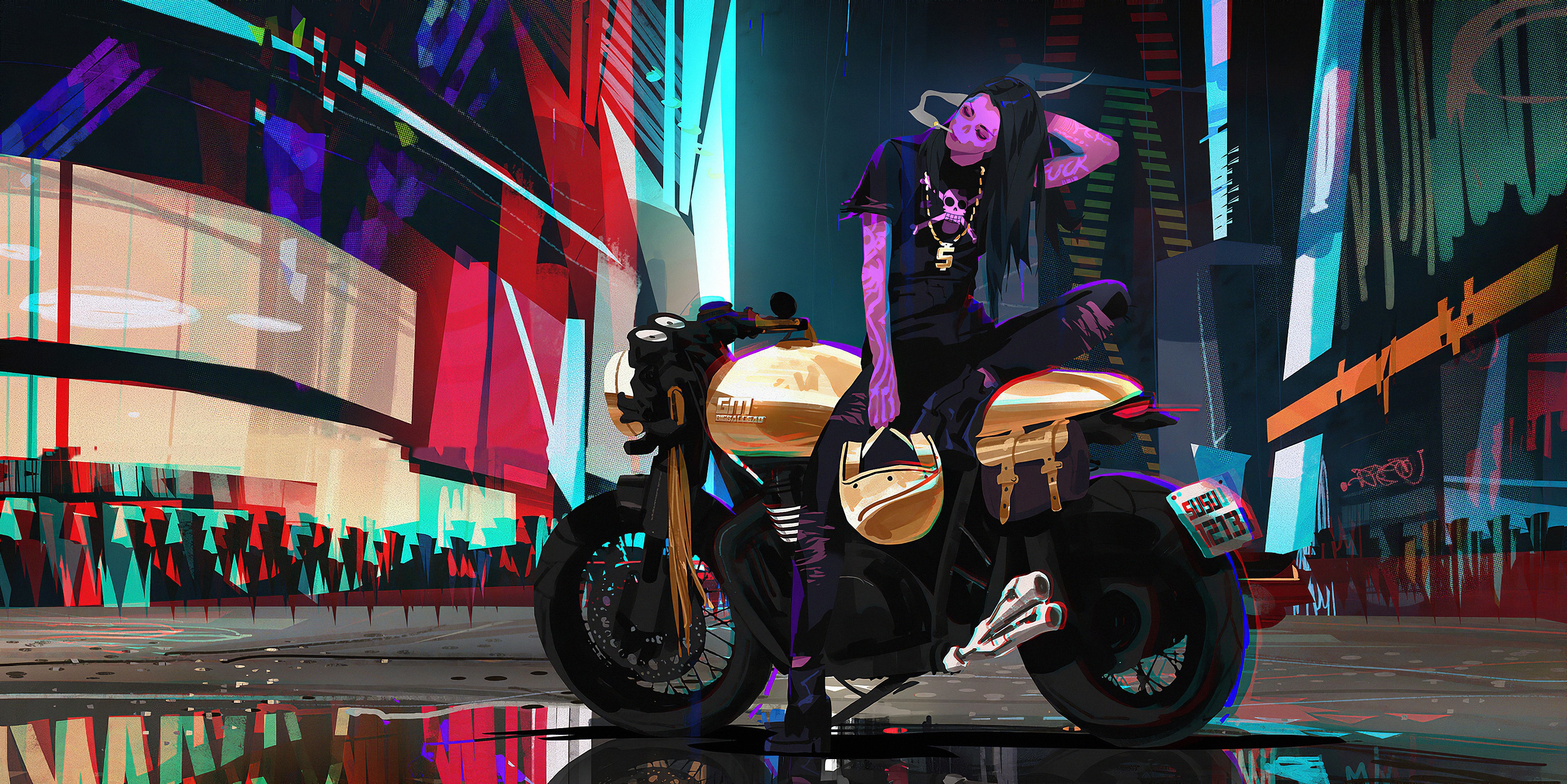 biker, artist, hd, 4k, artwork, artstation, HD Wallpaper