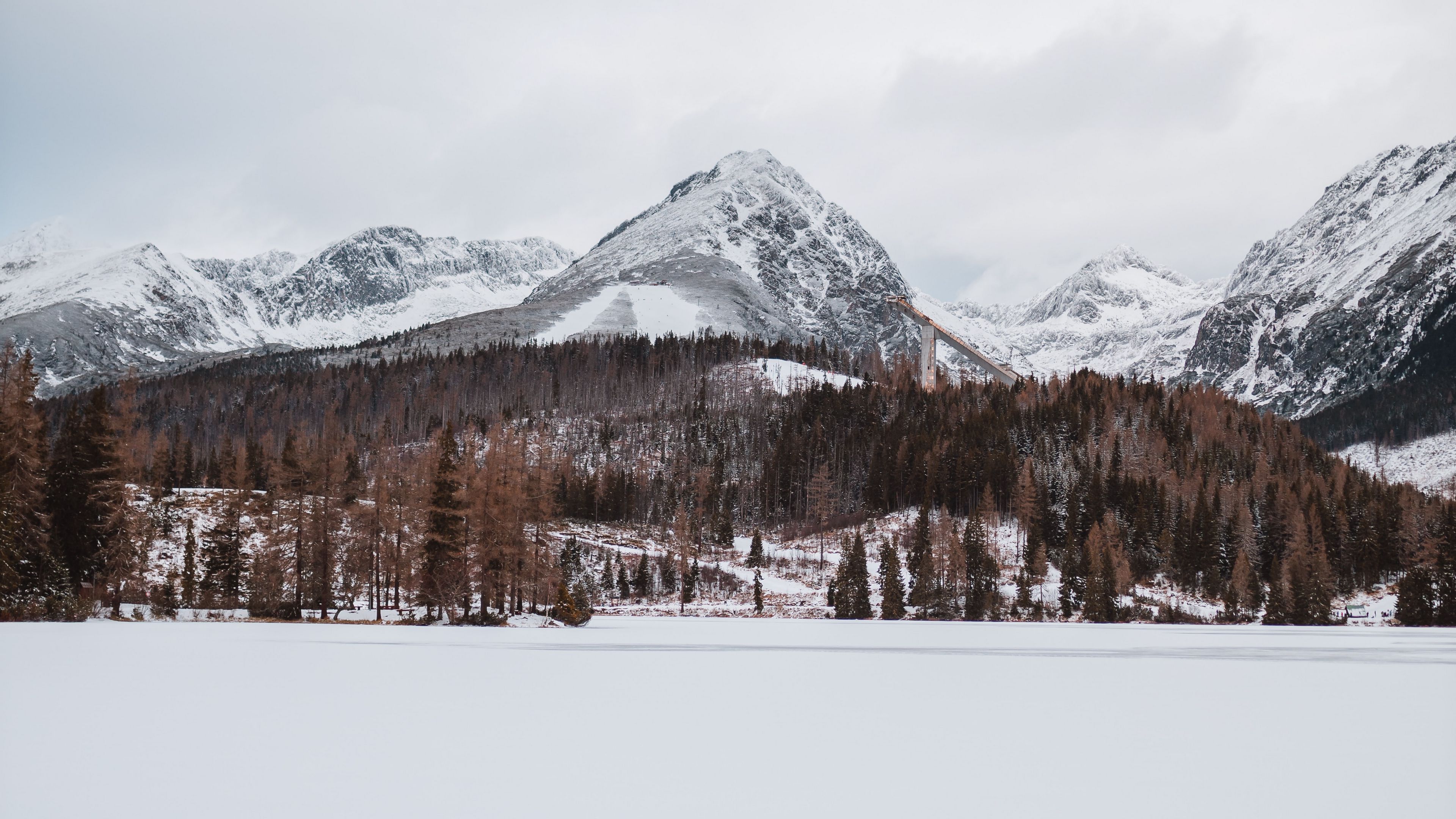mountains, snow, winter, landscape, 4k, HD Wallpaper
