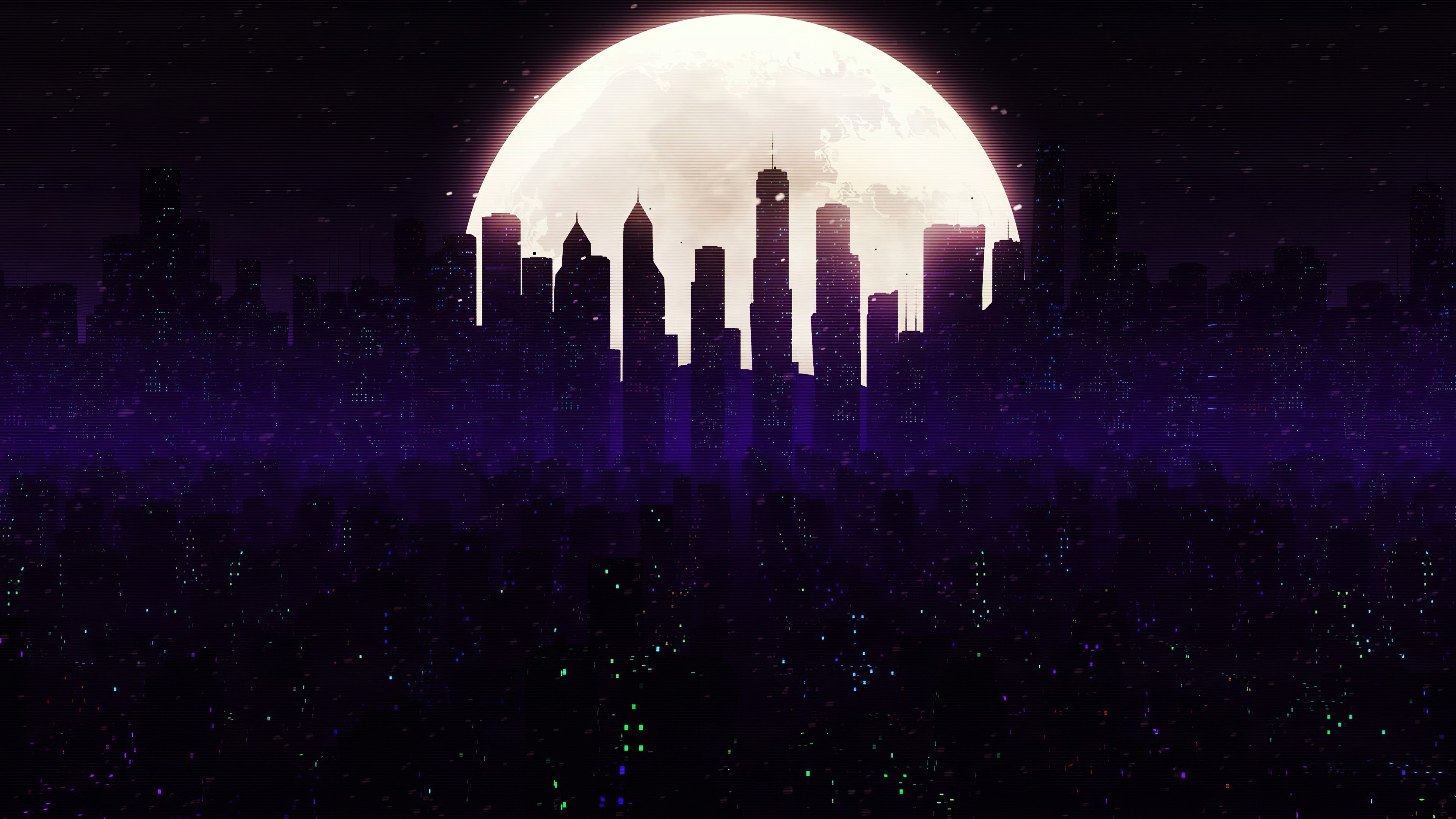 skyline, cityscape, minimalism, minimalist, artist, artwork, digital art, hd, 4k, HD Wallpaper