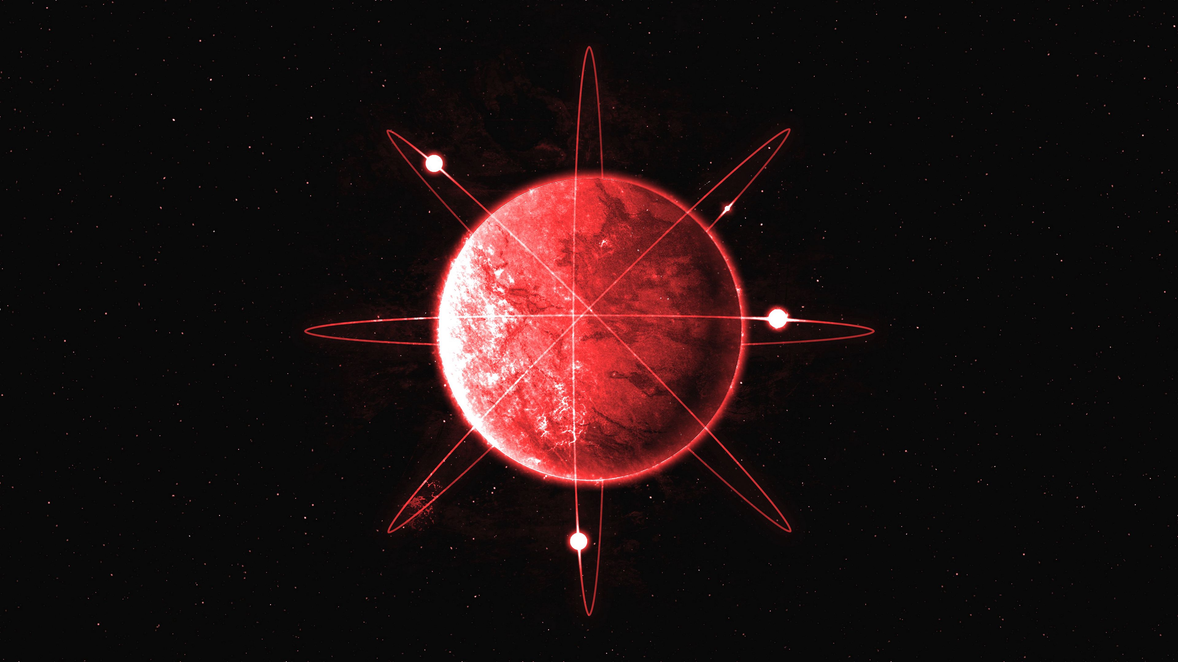 sphere, lines, axises, red, abstraction, 4k, HD Wallpaper