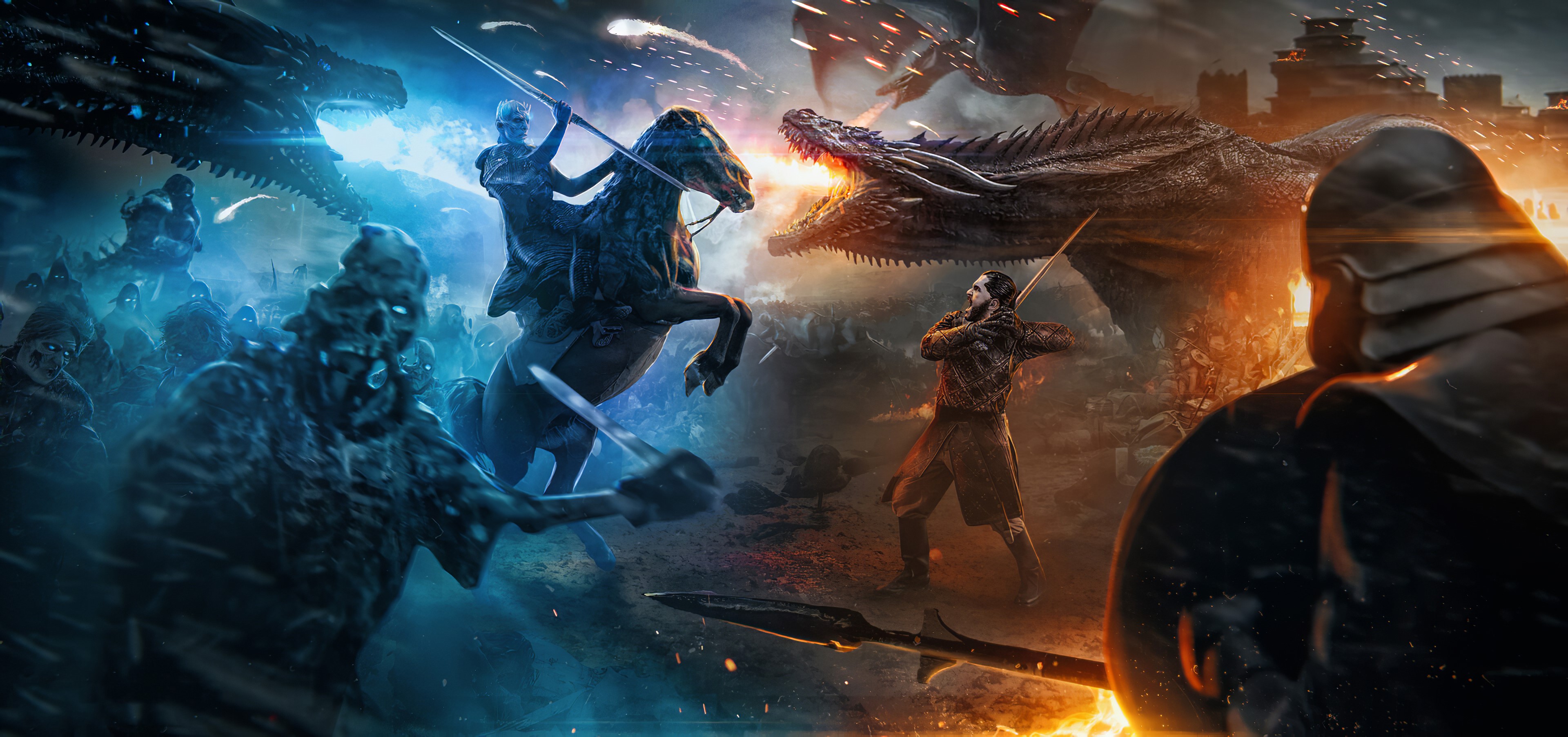 night king, jon snow, white walkers, game of thrones, tv shows, hd, 4k, artstation, HD Wallpaper
