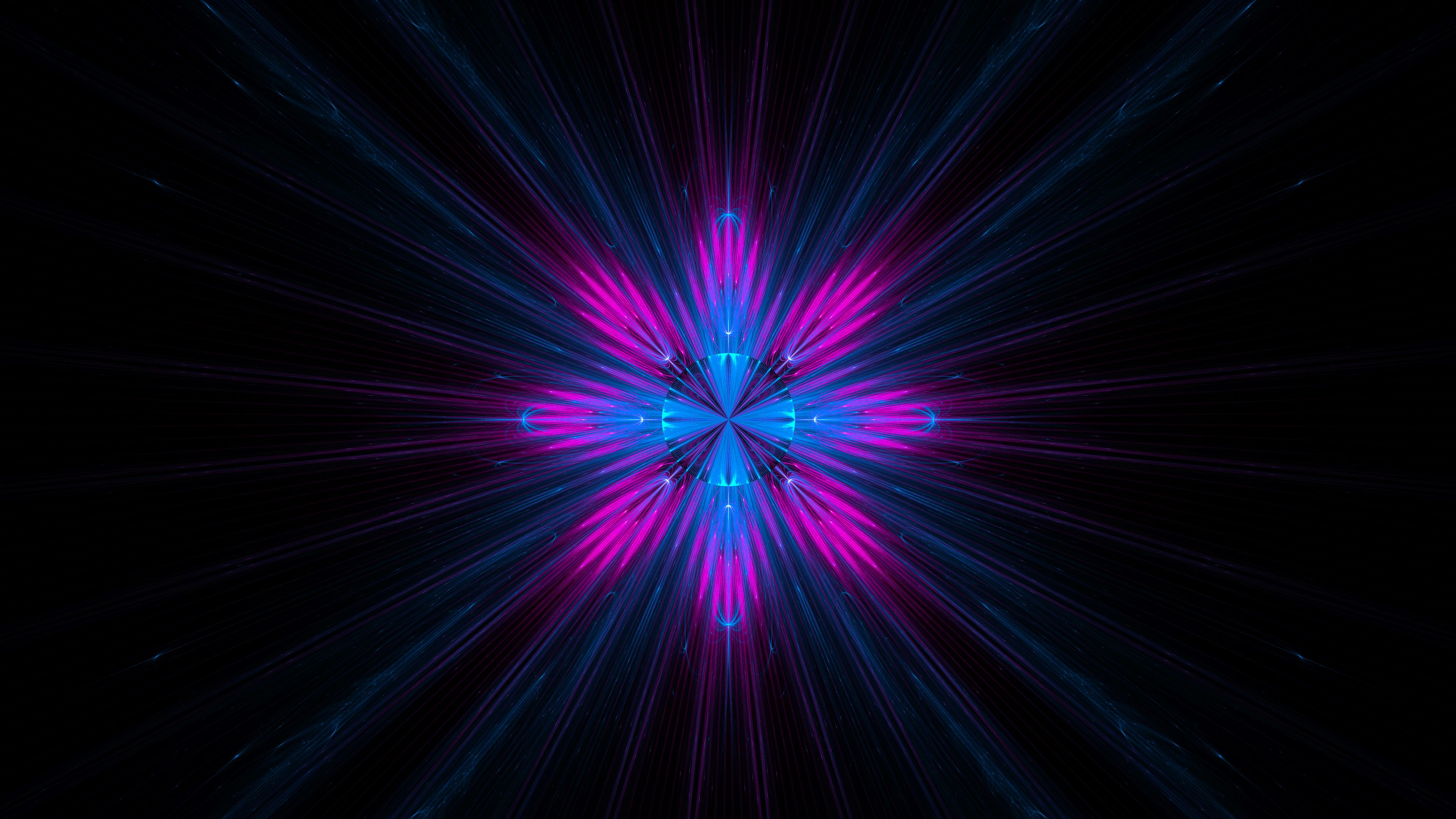 fractal, rays, shine, abstraction, 4k, HD Wallpaper
