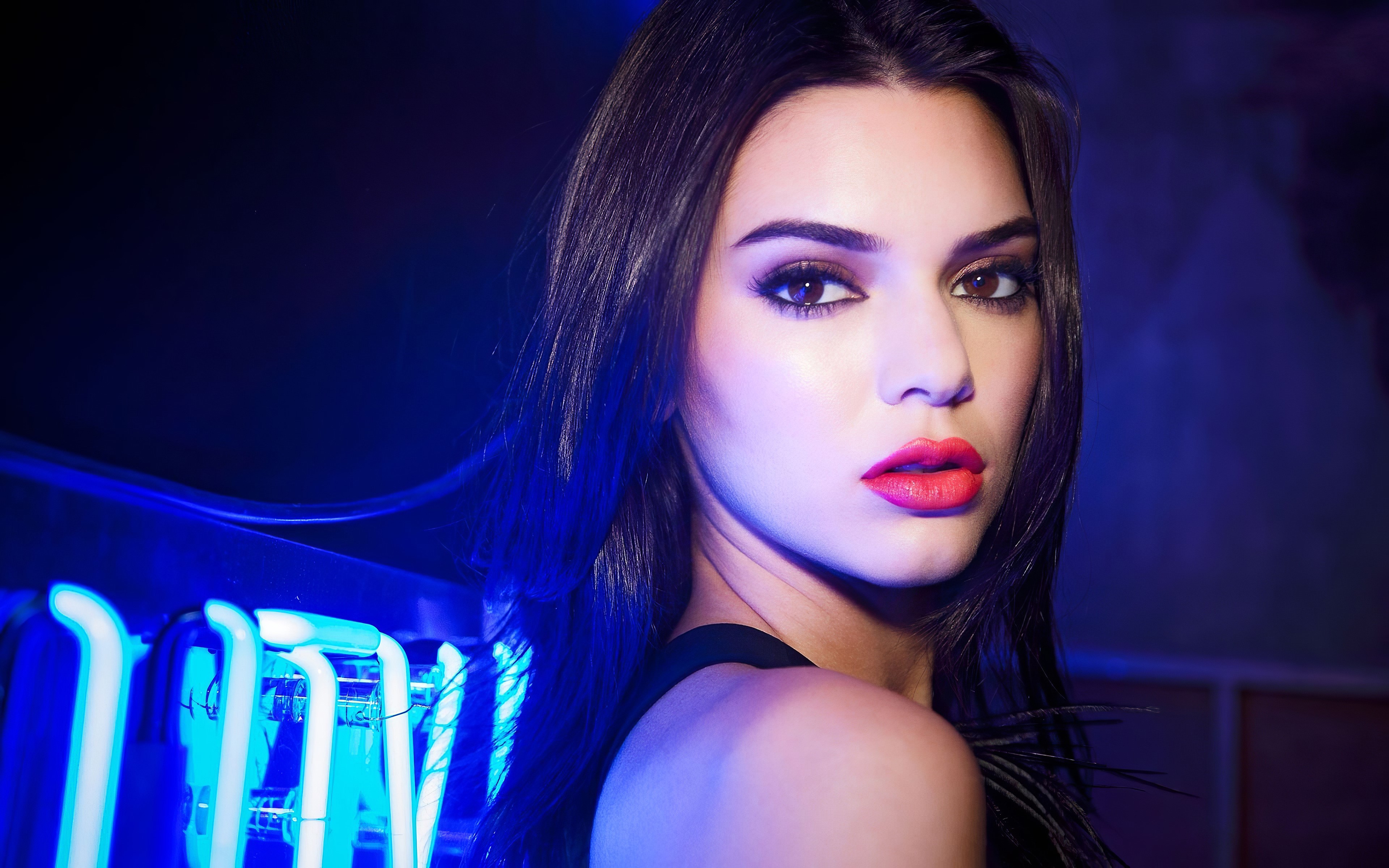 kendall jenner, celebrities, girls, model, hd, 4k, neon, HD Wallpaper