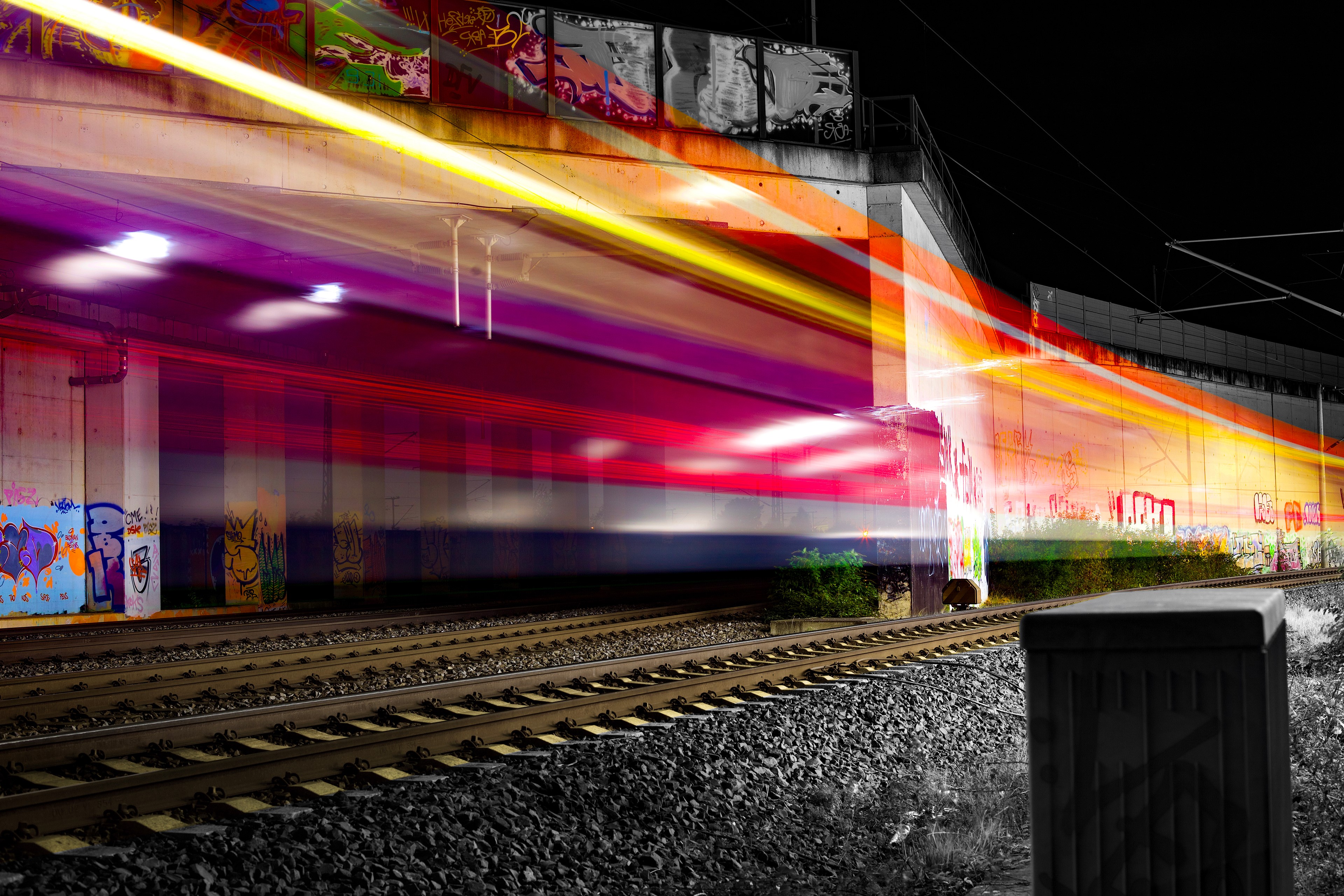 long exposure, train, photography, hd, 4k, behance, HD Wallpaper