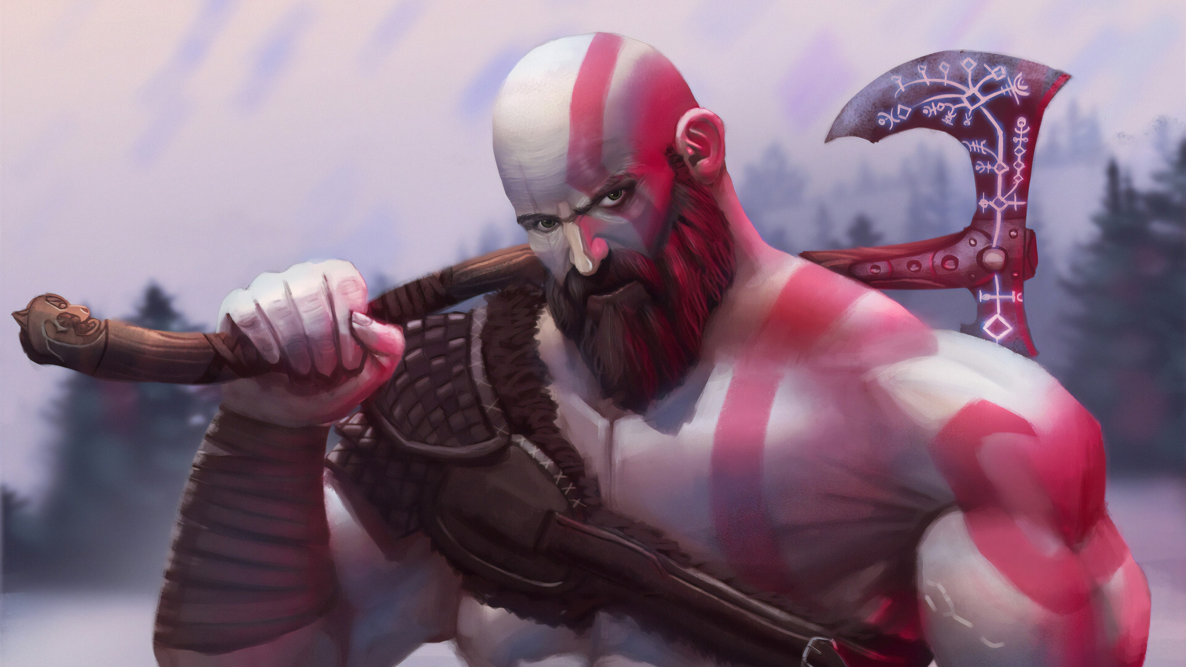 kratos, hd, 4k, artwork, games, artstation, HD Wallpaper