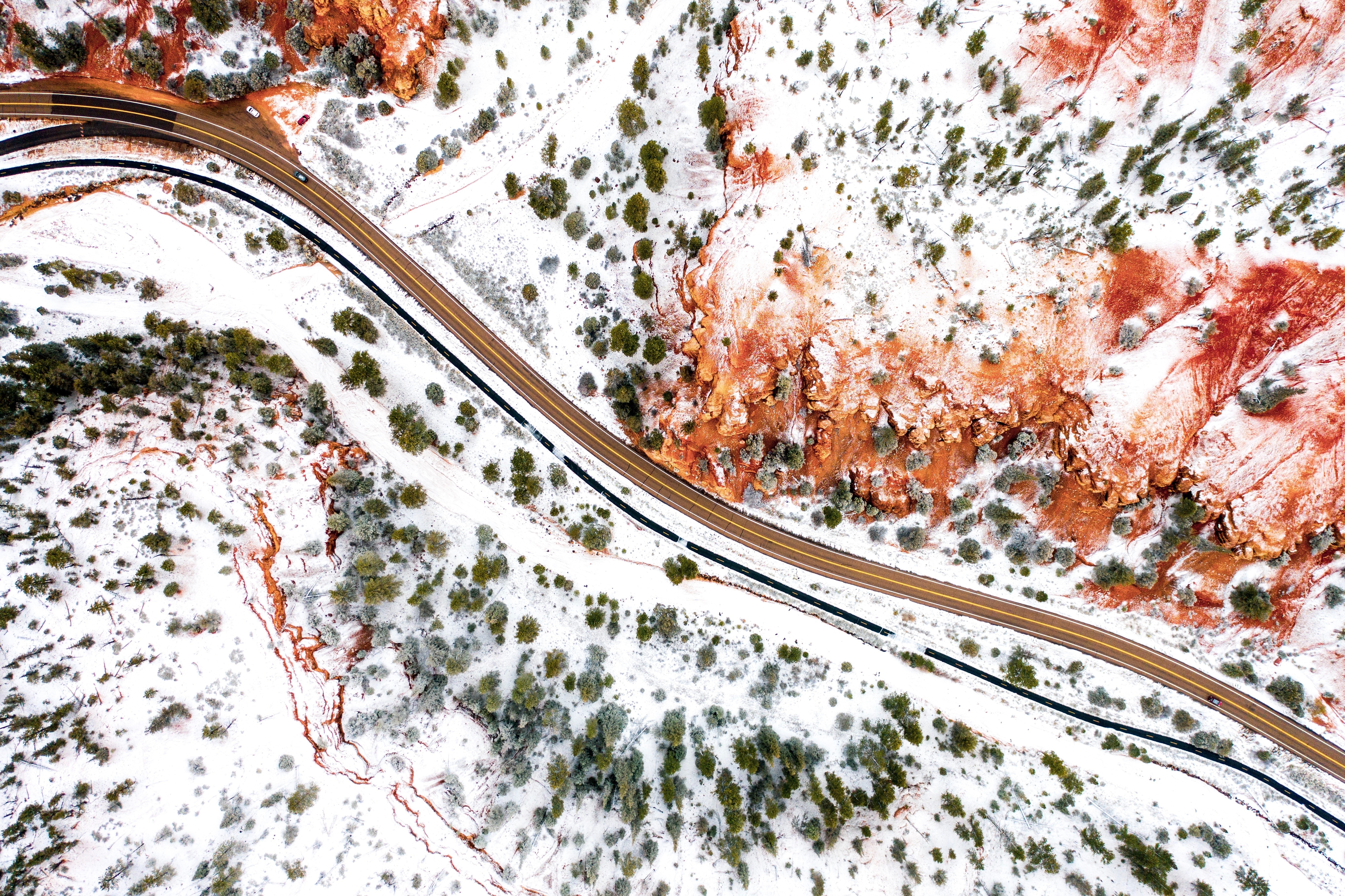 aerial, road, photography, hd, winter, 4k, 5k, HD Wallpaper
