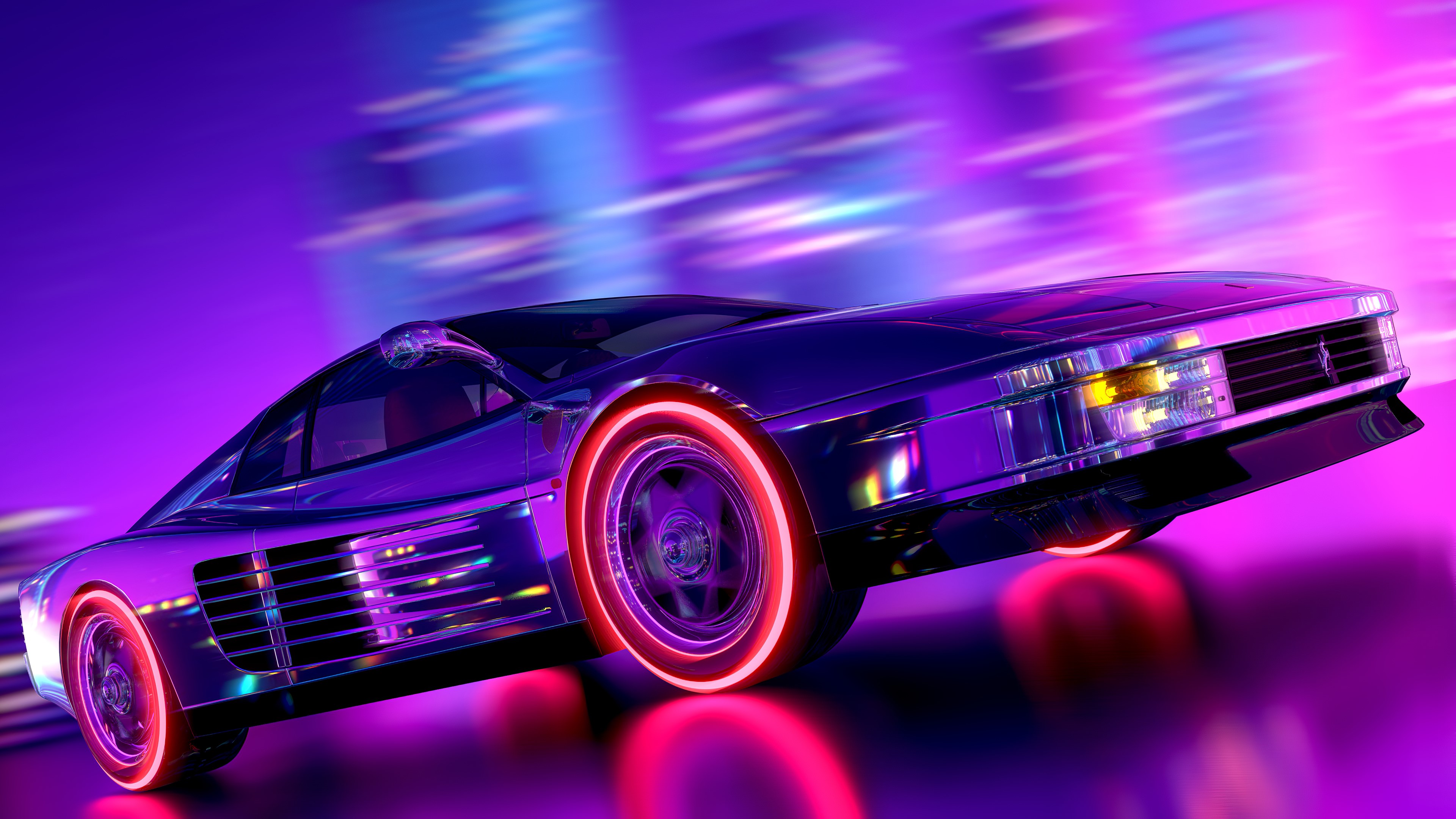 retrowave, cars, artist, artwork, digital art, hd, 4k, behance, HD Wallpaper