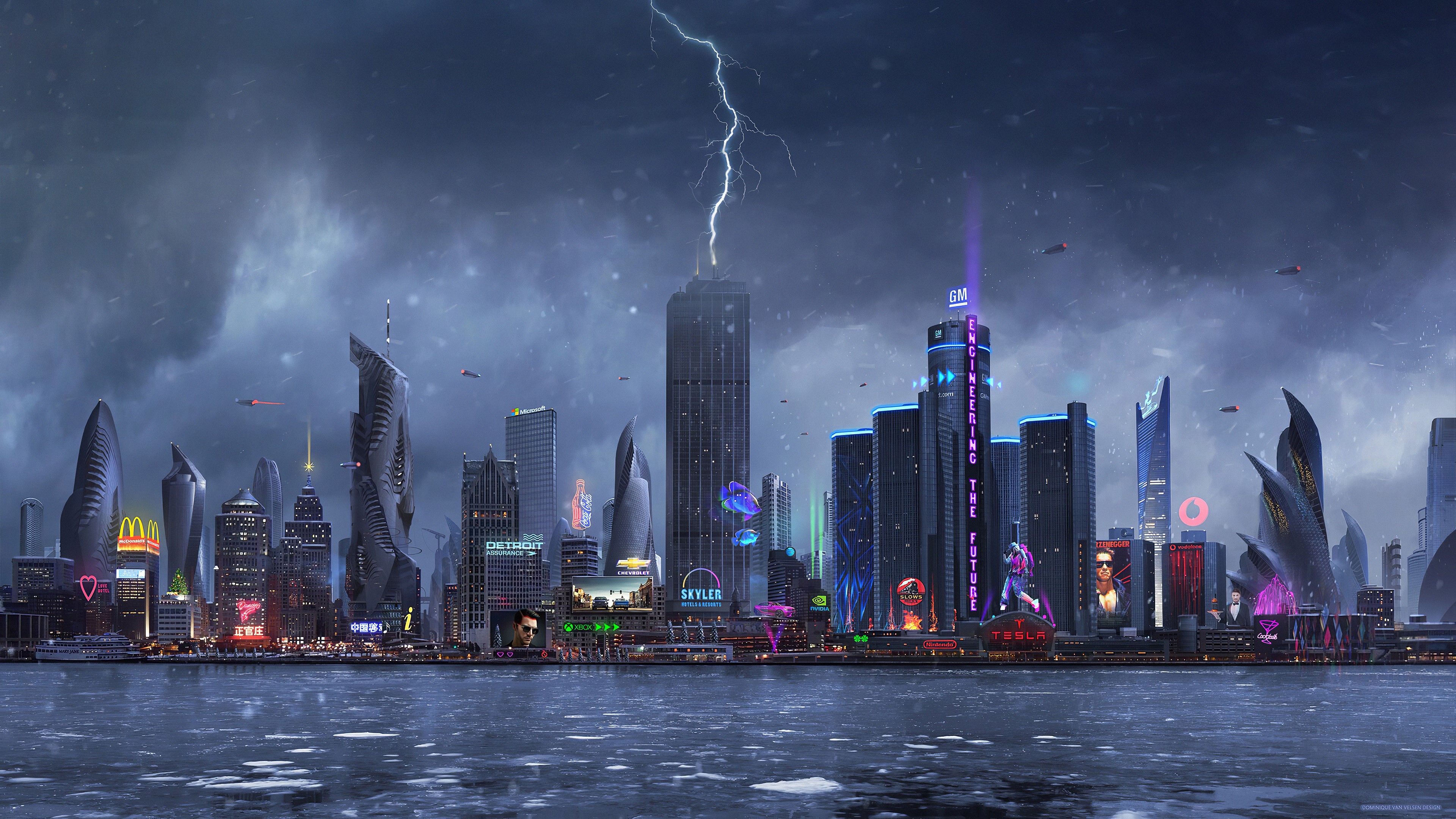 buildings, lightning, hd, 4k, HD Wallpaper