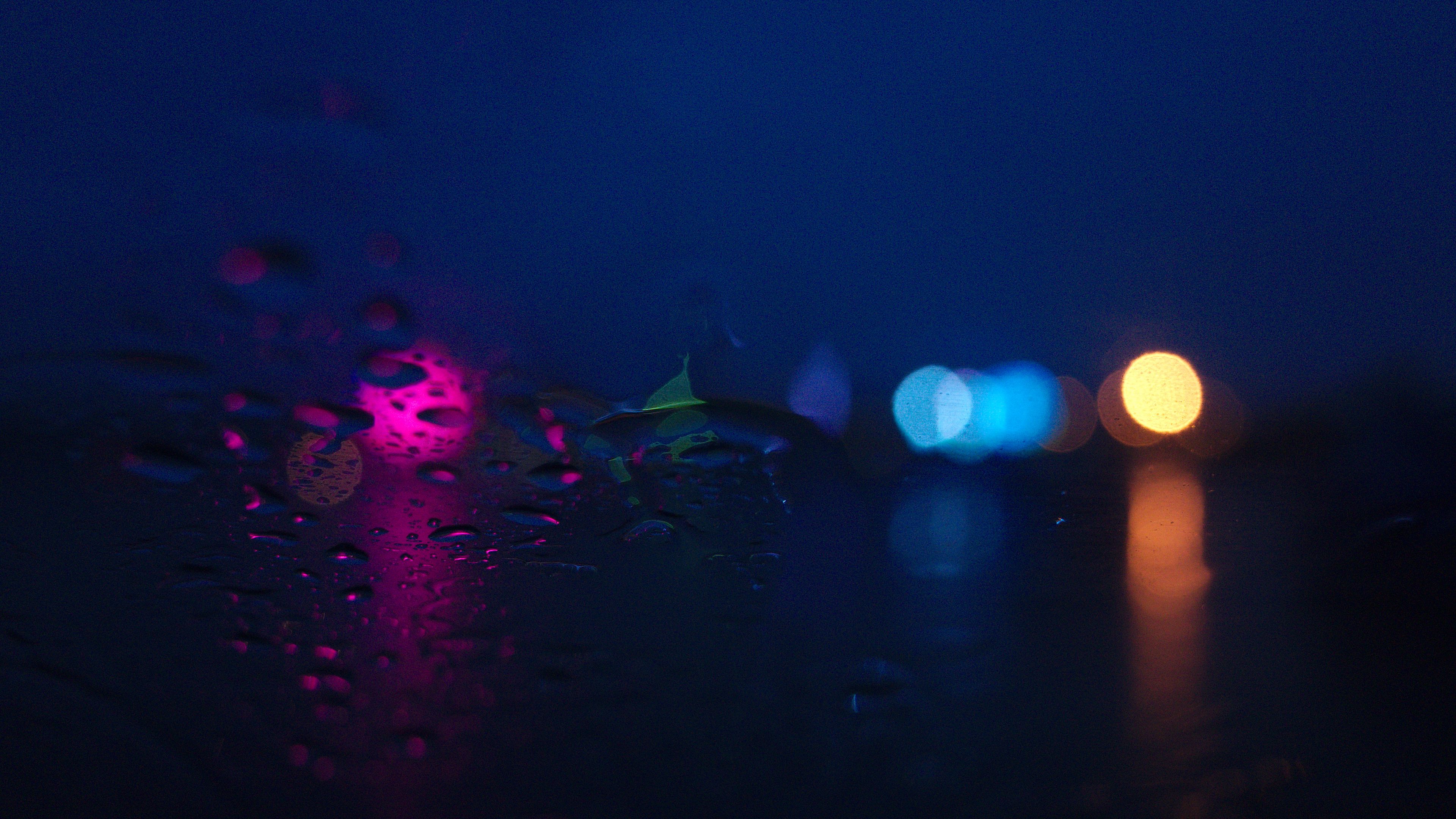 drops, macro, wet, surface, glare, 4k, HD Wallpaper