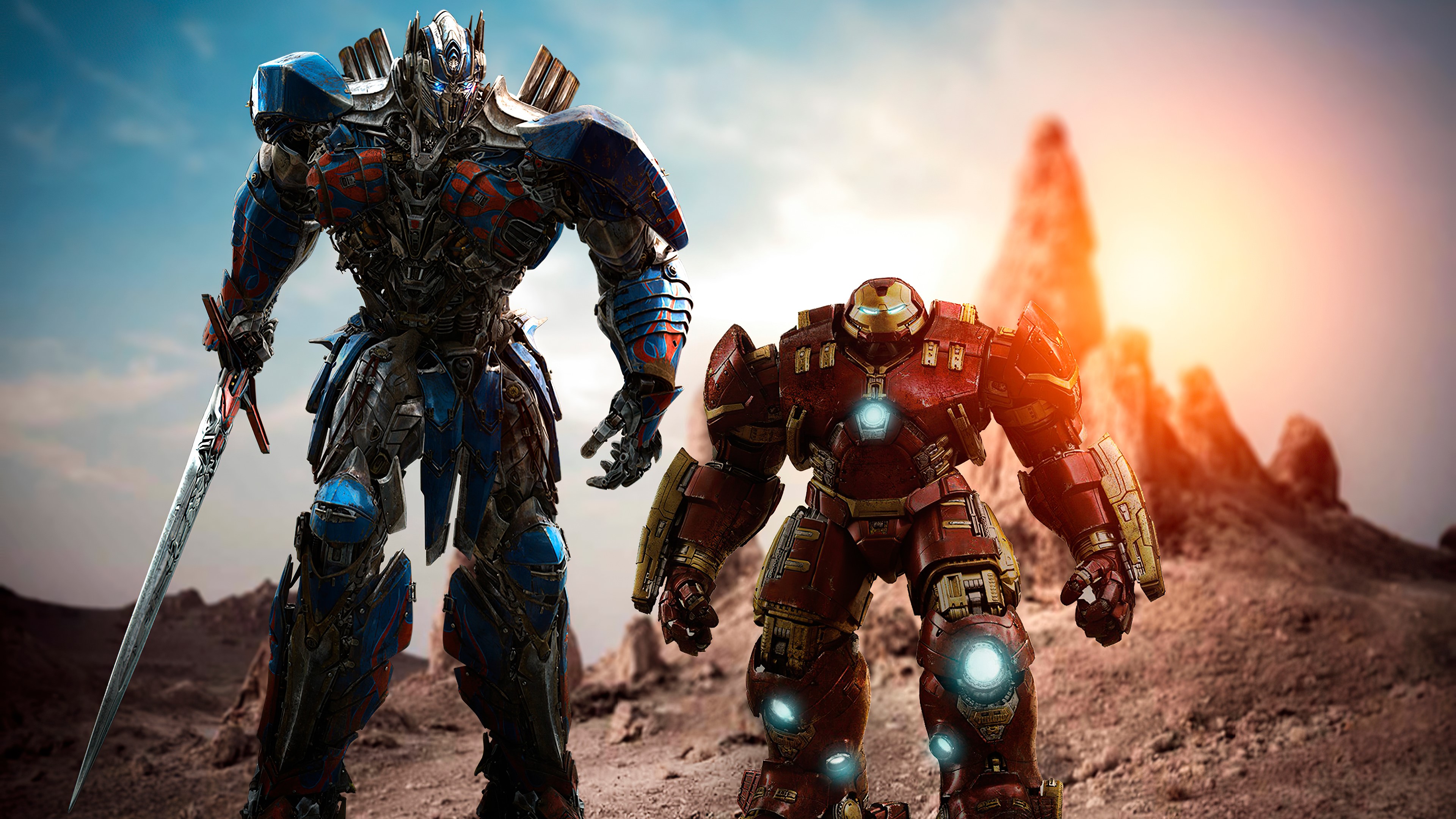 optimus prime, hulkbuster, superheroes, hd, 4k, deviantart, HD Wallpaper