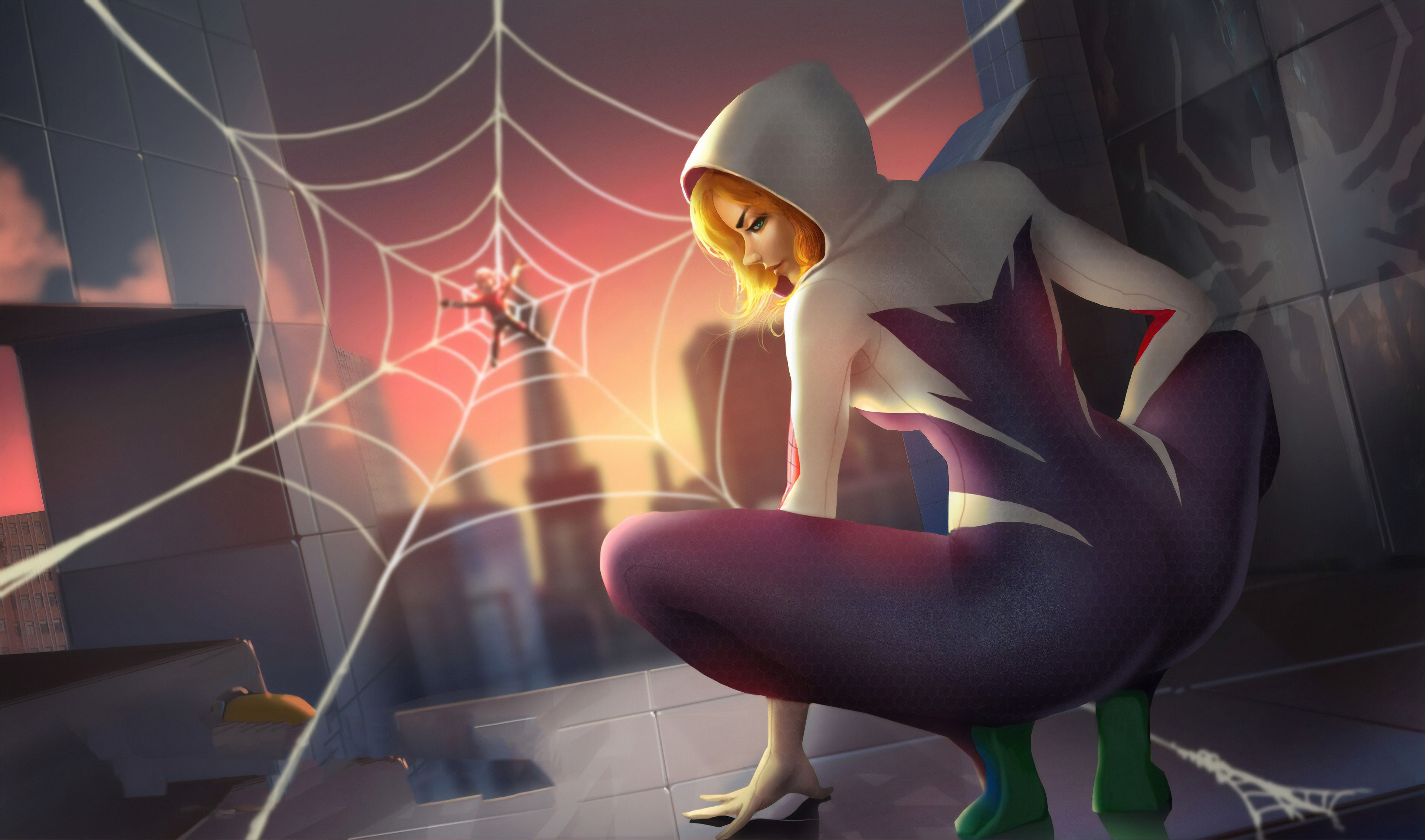 gwen, gwen stacy, hd, artwork, artist, digital art, superheroes, artstation, 4k, HD Wallpaper