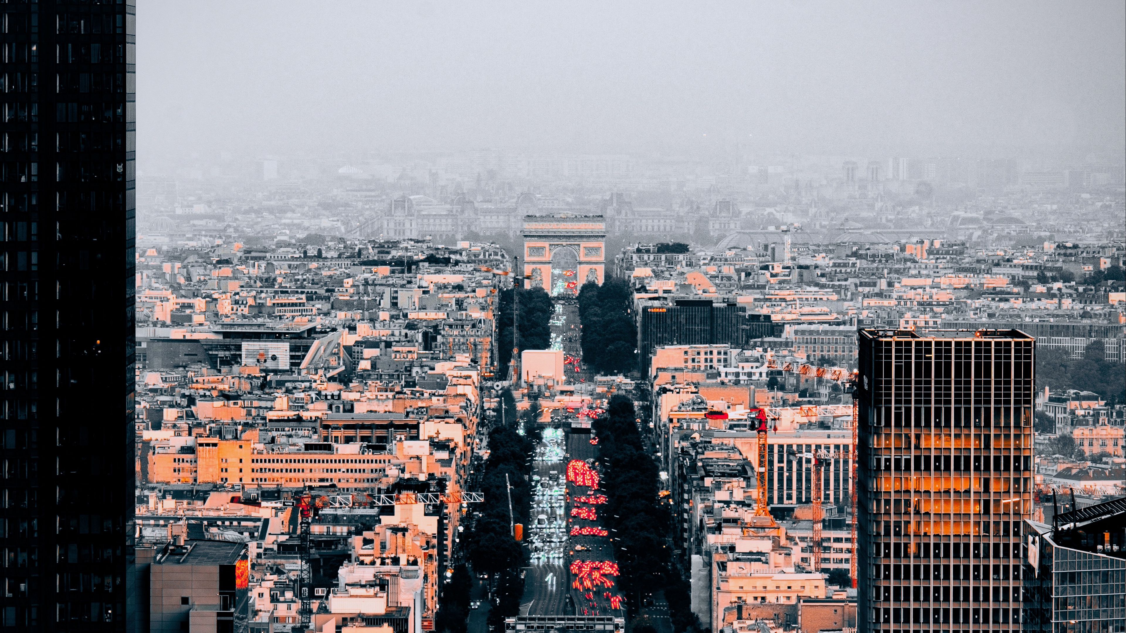 city, buildings, aerial view, architecture, paris, france, 4k, HD Wallpaper