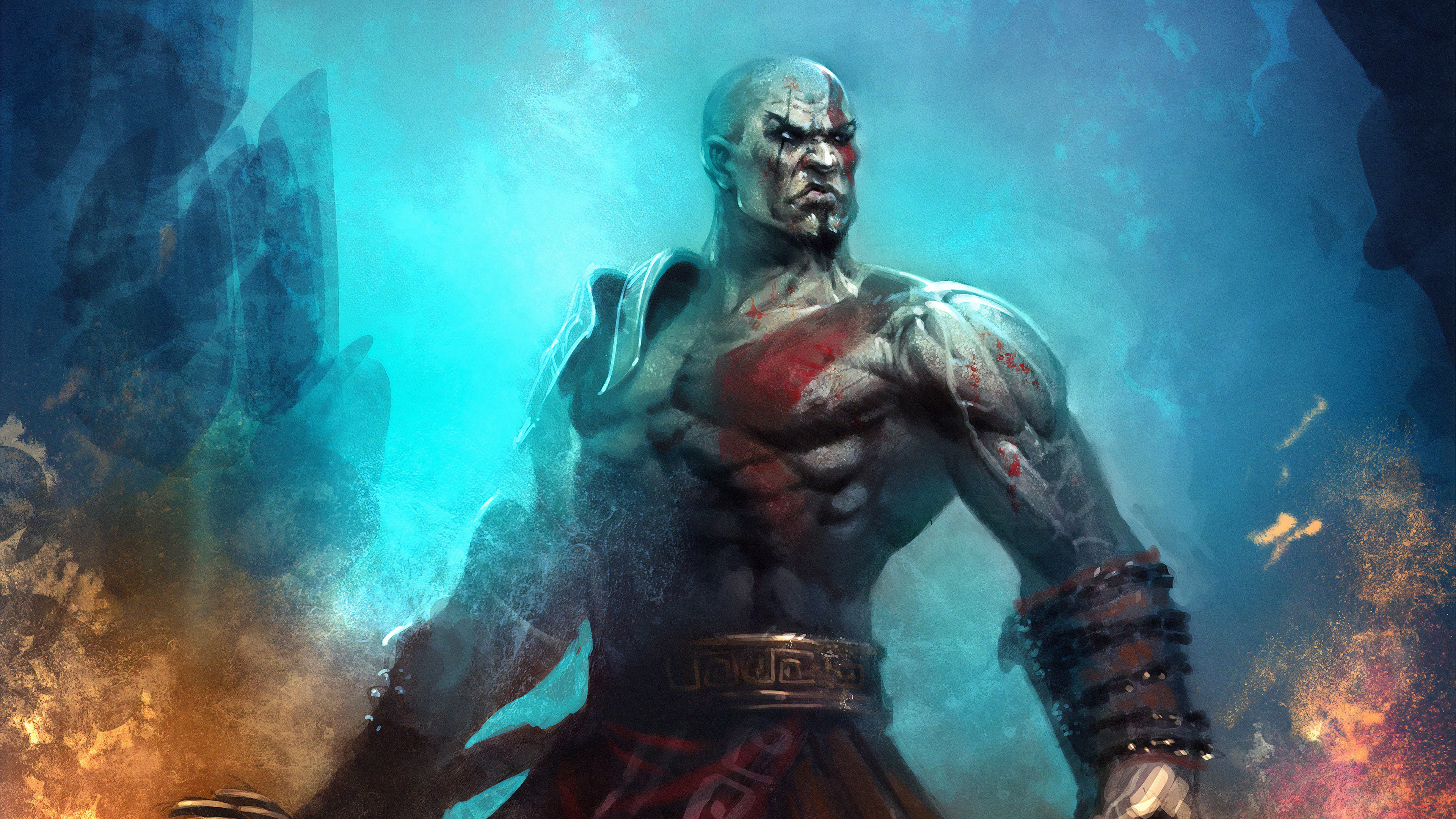kratos, god of war, games, hd, deviantart, HD Wallpaper