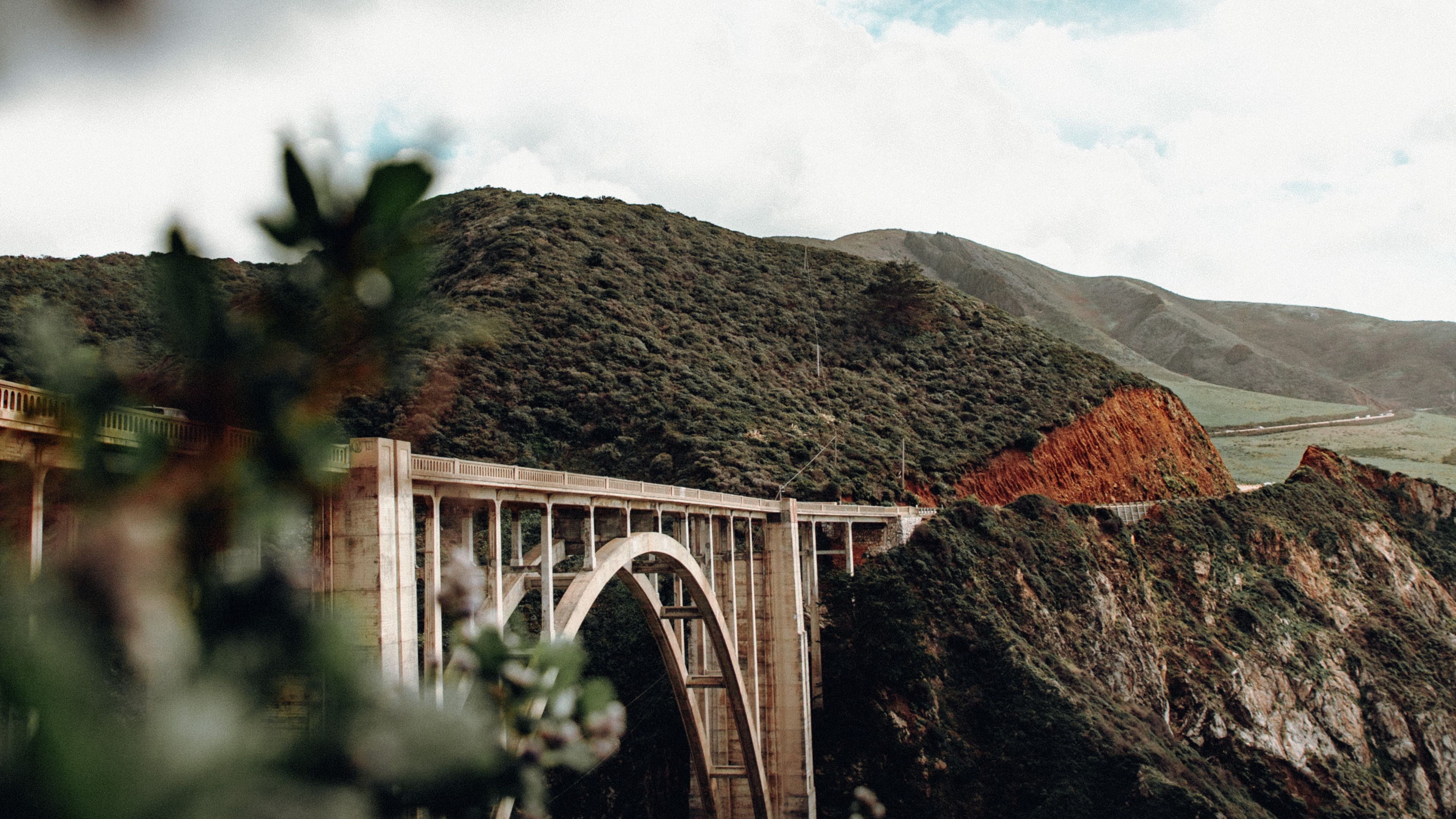 bridge, mountains, hills, nature, monterey, california, 4k, HD Wallpaper