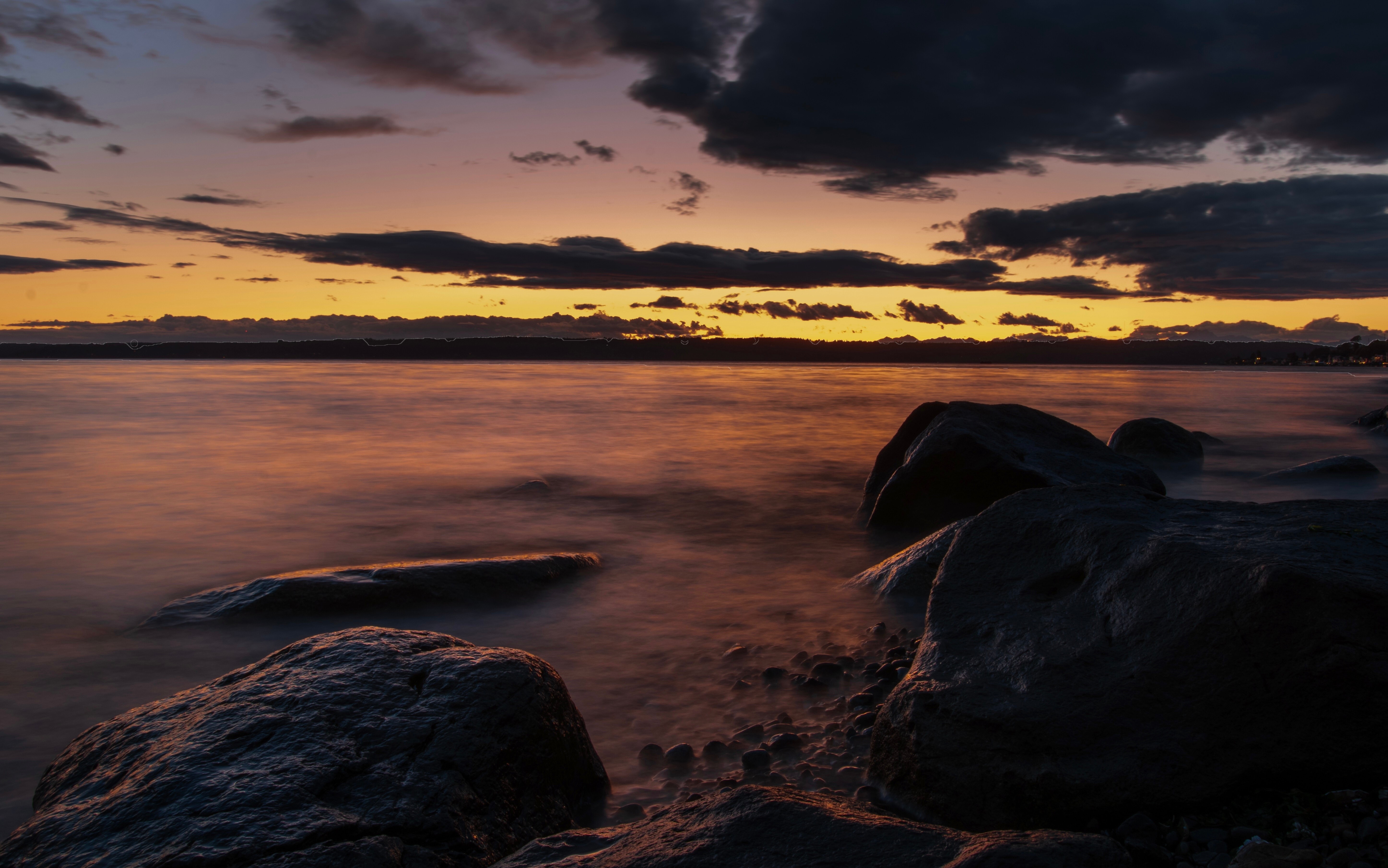 evening, sea, coast, nature, hd, 4k, 5k, HD Wallpaper