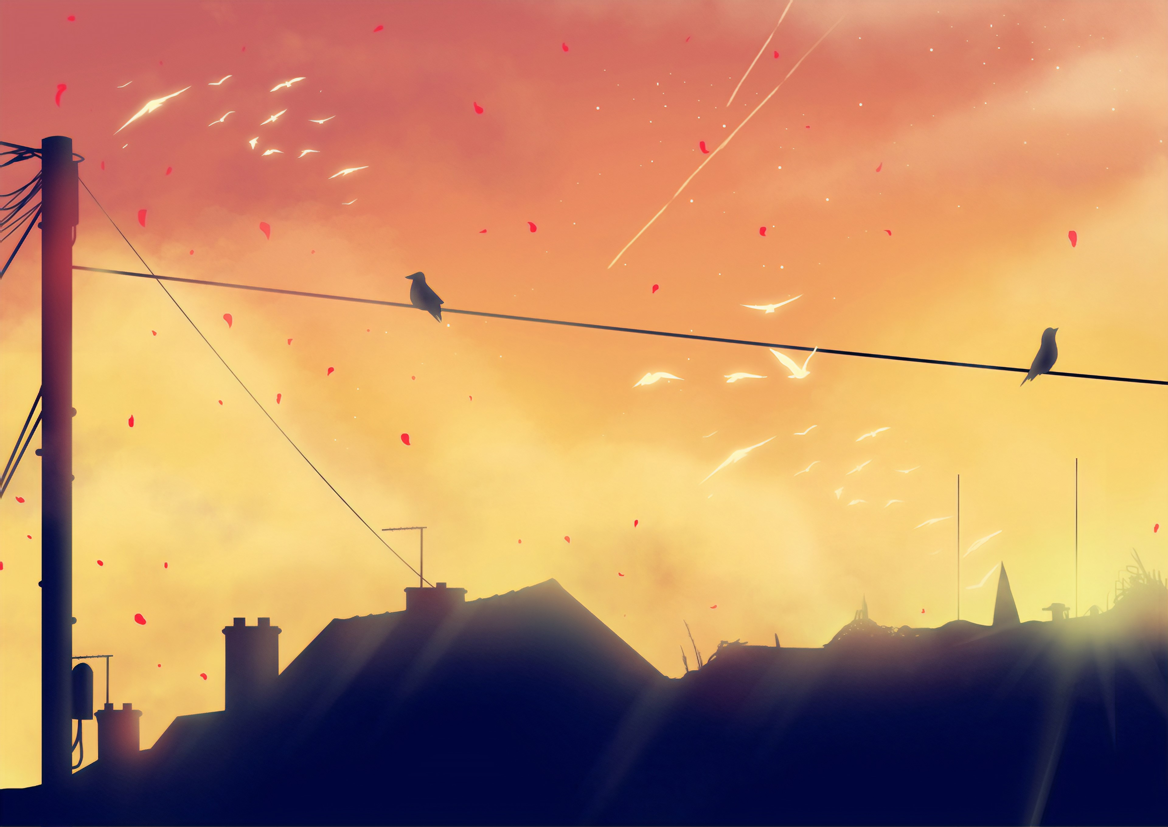 birds, artist, artwork, digital art, hd, 4k, morning, deviantart, HD Wallpaper