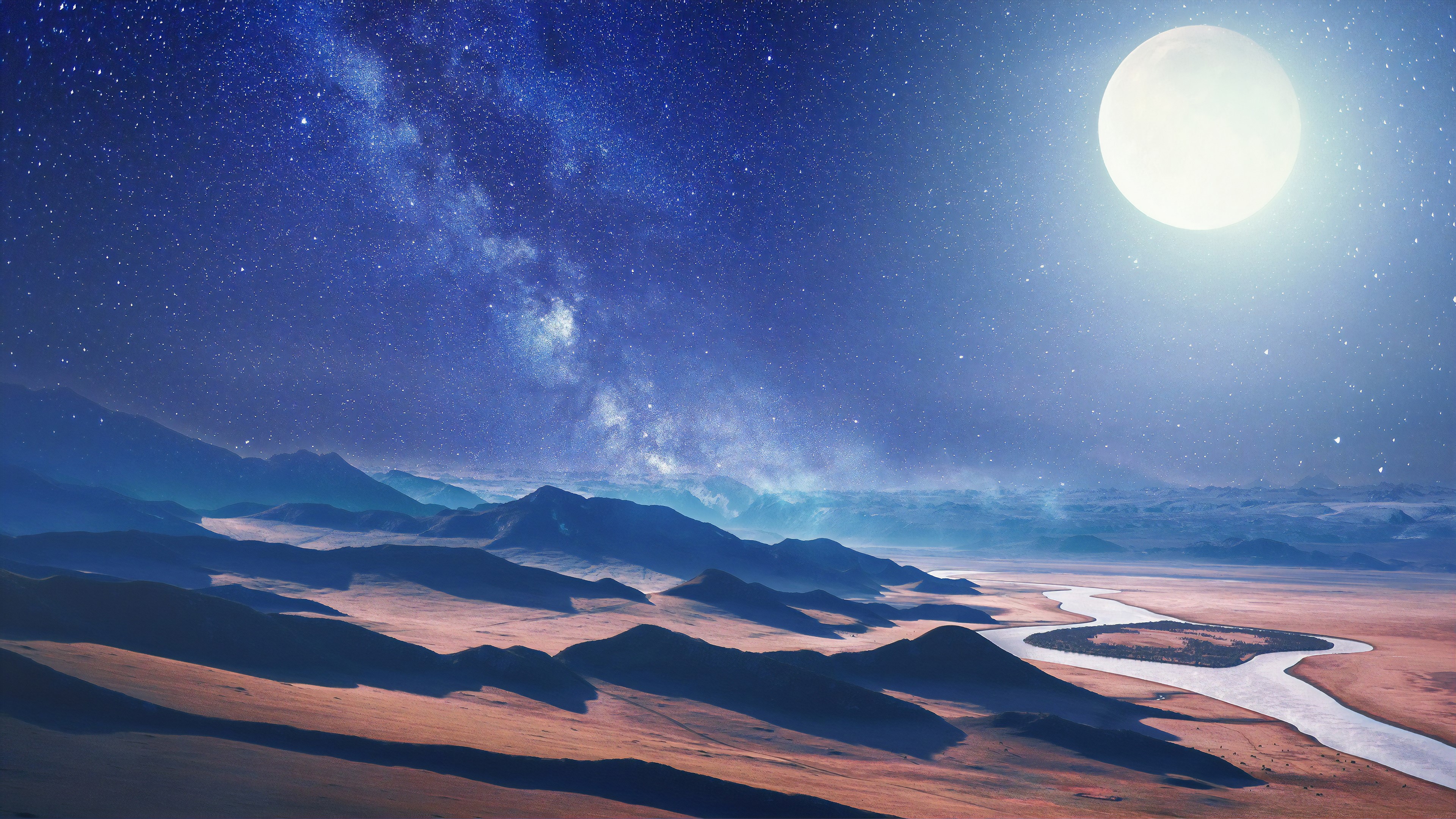 moon, night, desert, artist, artwork, digital art, hd, 4k, HD Wallpaper