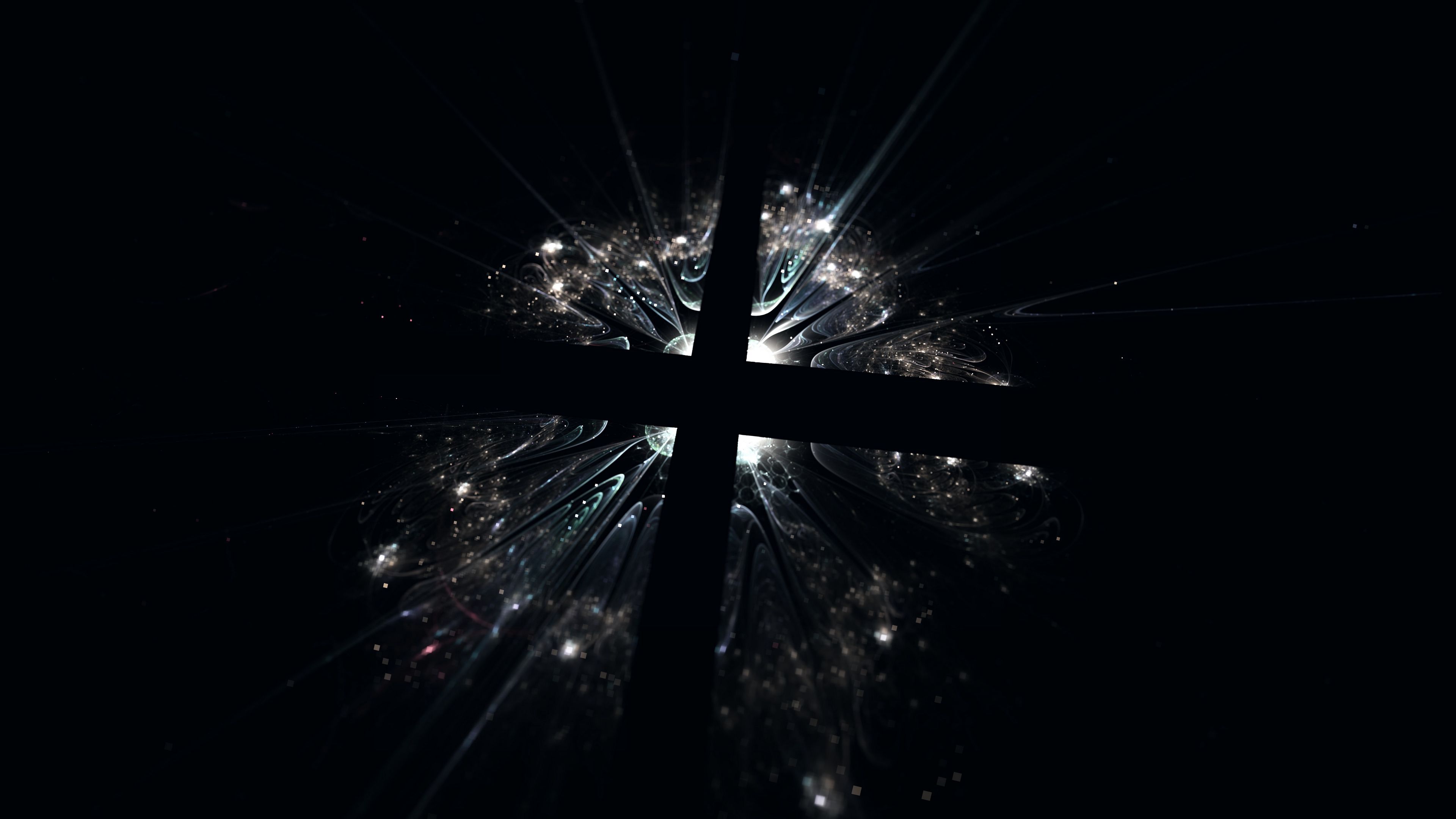 fractal, dark, lines, intersection, abstraction, 4k, HD Wallpaper