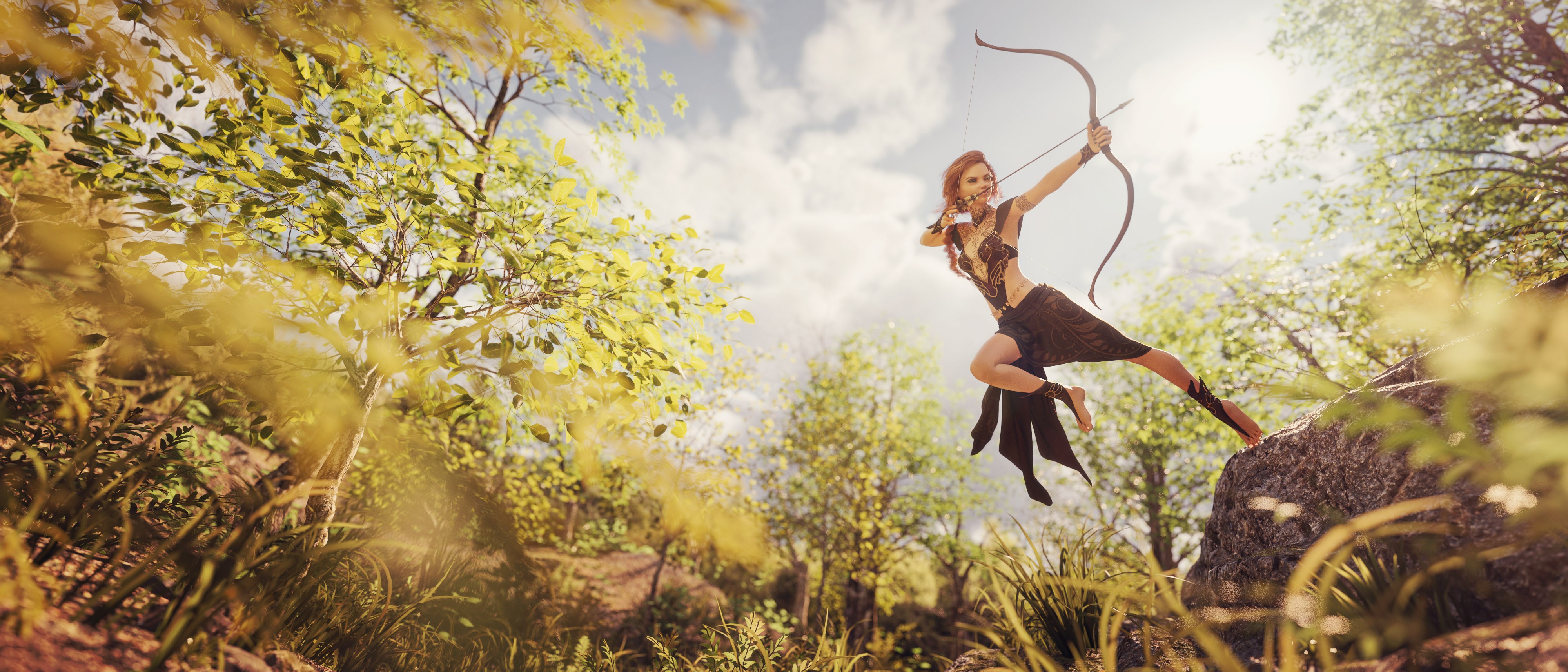 fantasy girls, archer, artist, artwork, digital art, hd, 4k, deviantart, HD Wallpaper