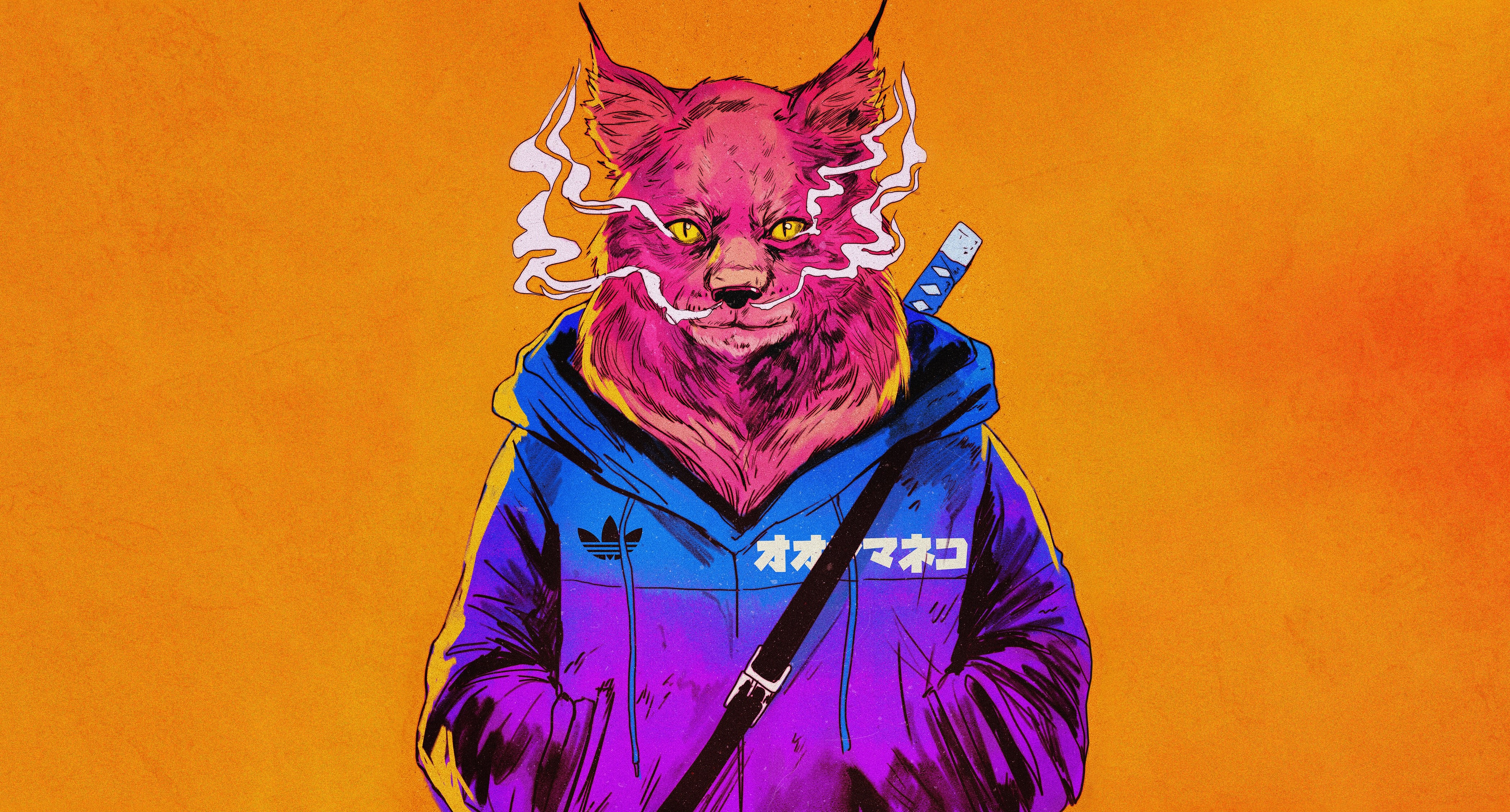 cat, artist, artwork, digital art, hd, 4k, HD Wallpaper