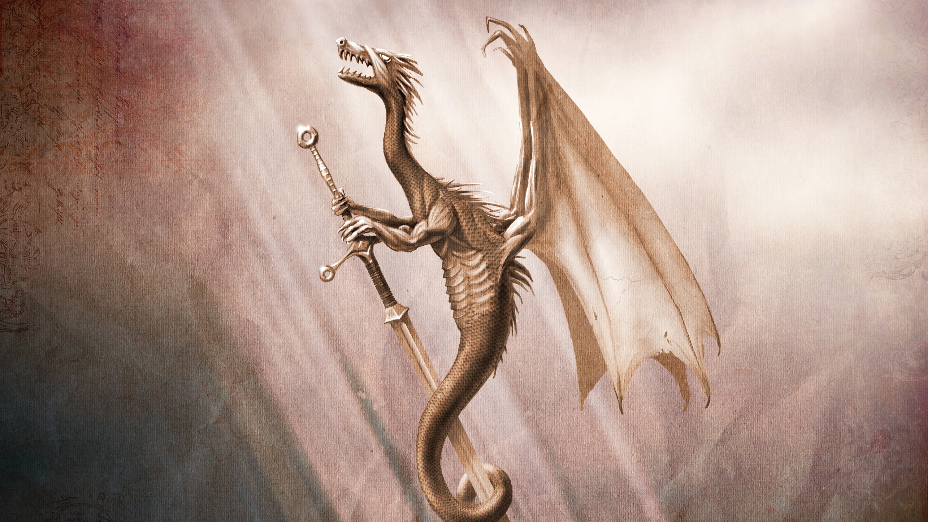 dragon, sword, artist, artwork, digital art, hd, 4k, deviantart, HD Wallpaper