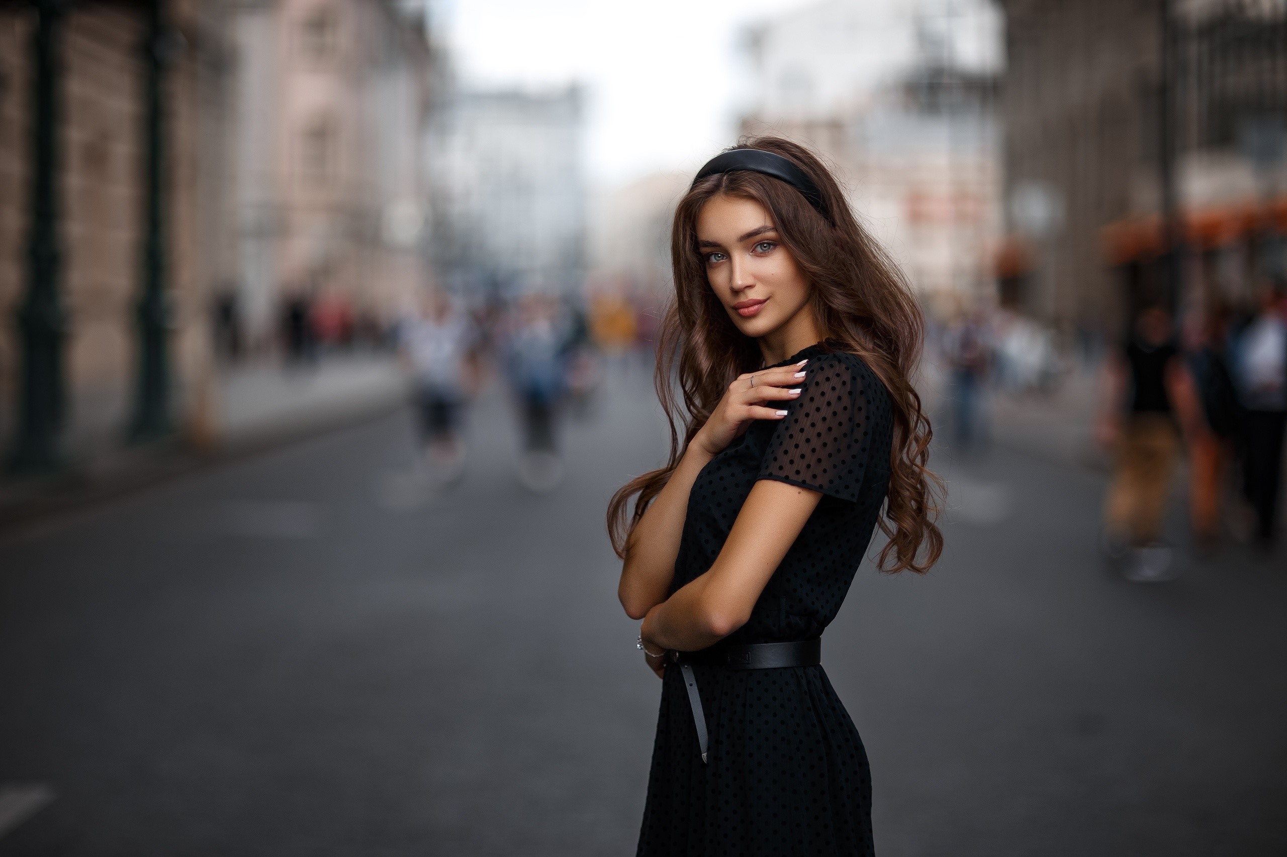 girls, model, hd, depth of field, brunette, HD Wallpaper