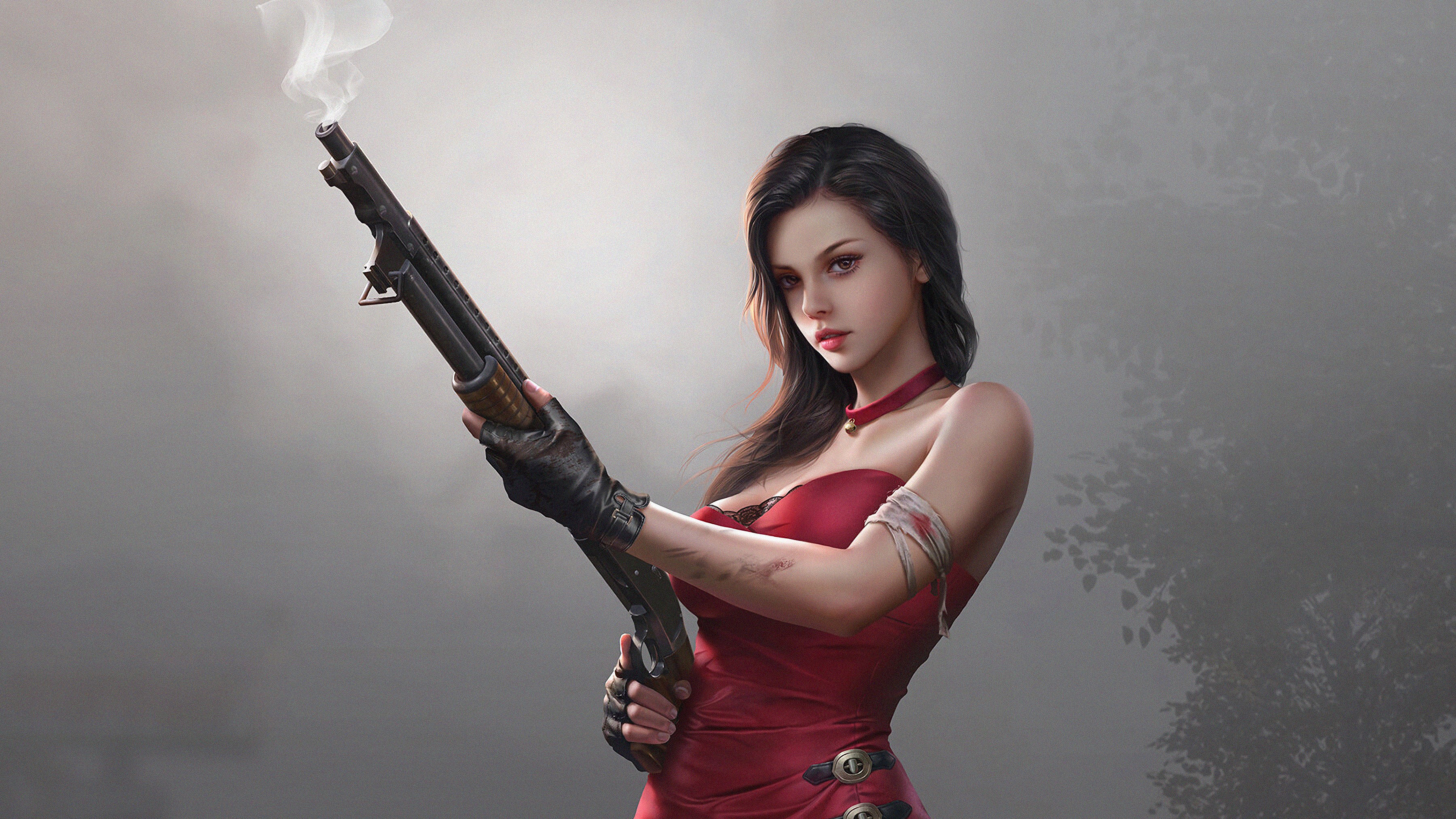 fantasy girls, fantasy, artist, artwork, digital art, hd, 4k, artstation, red dress, HD Wallpaper